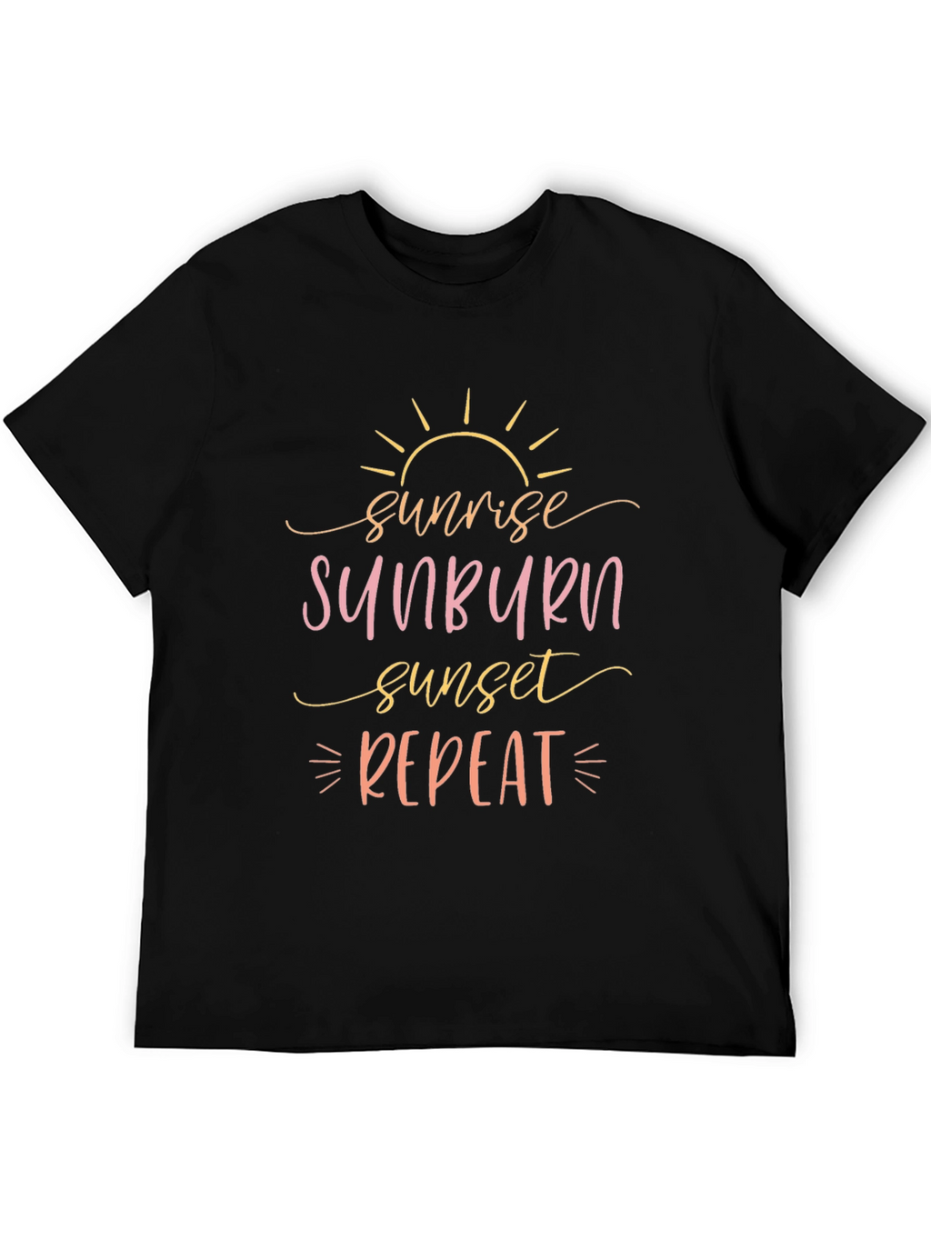 Sunrise Sunburn Sunset Repeat Black T-Shirt