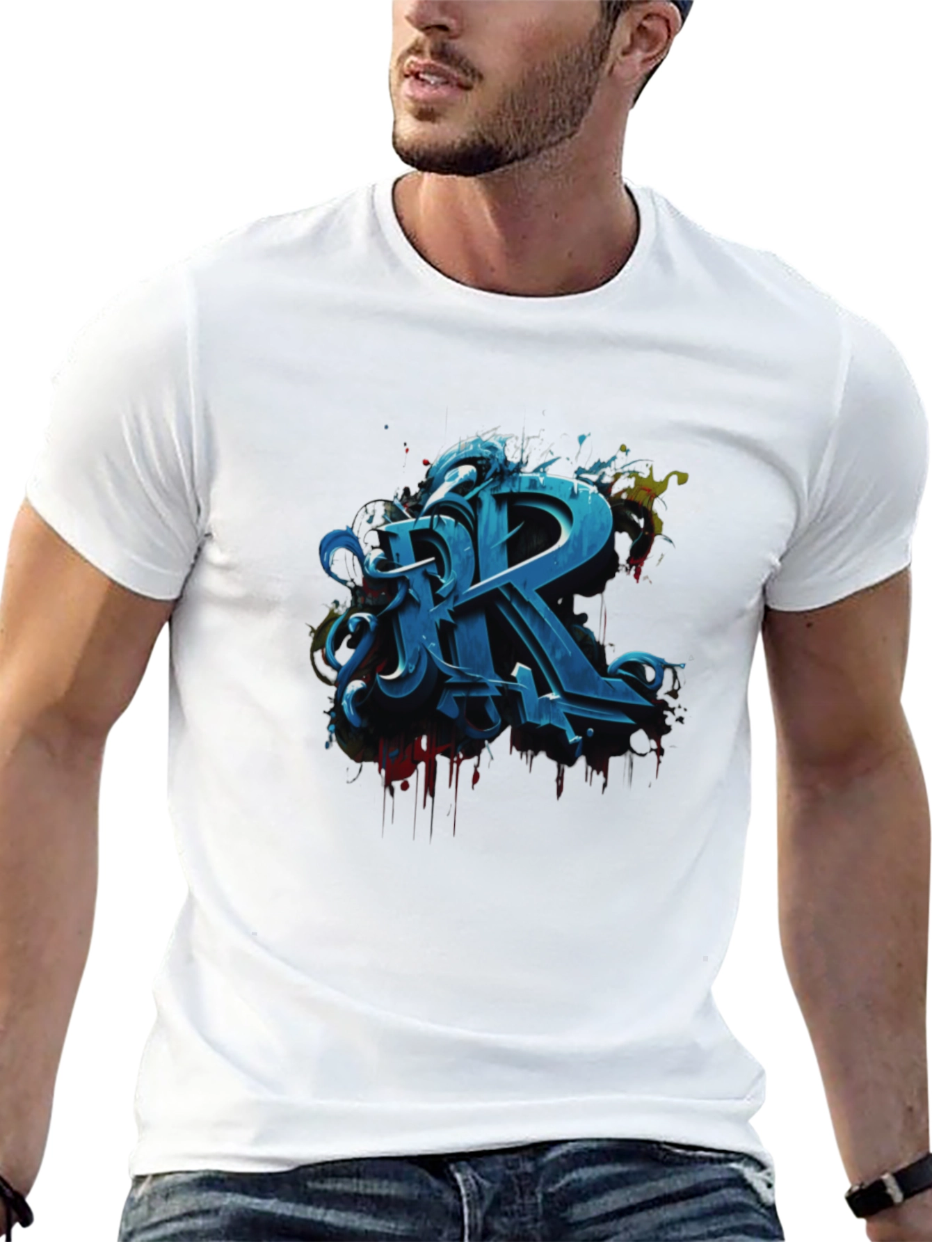 Graffiti Letter R Graphic Tee - Urban Style