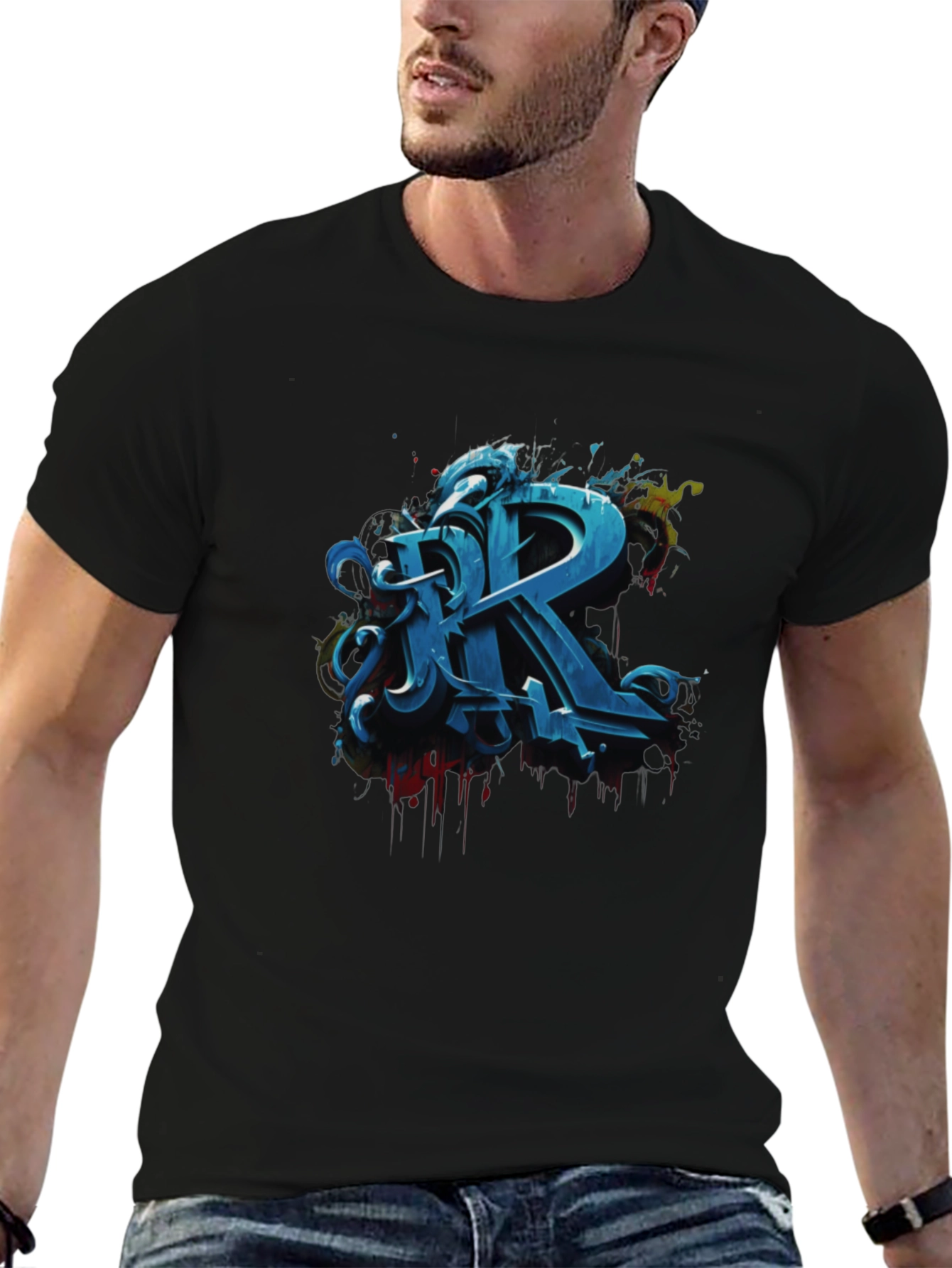 Graffiti Letter R Graphic Tee - Urban Style