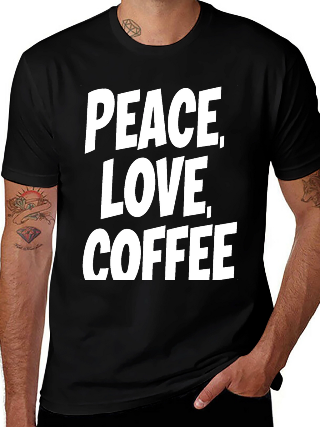 Peace Love Coffee T-Shirt - Black
