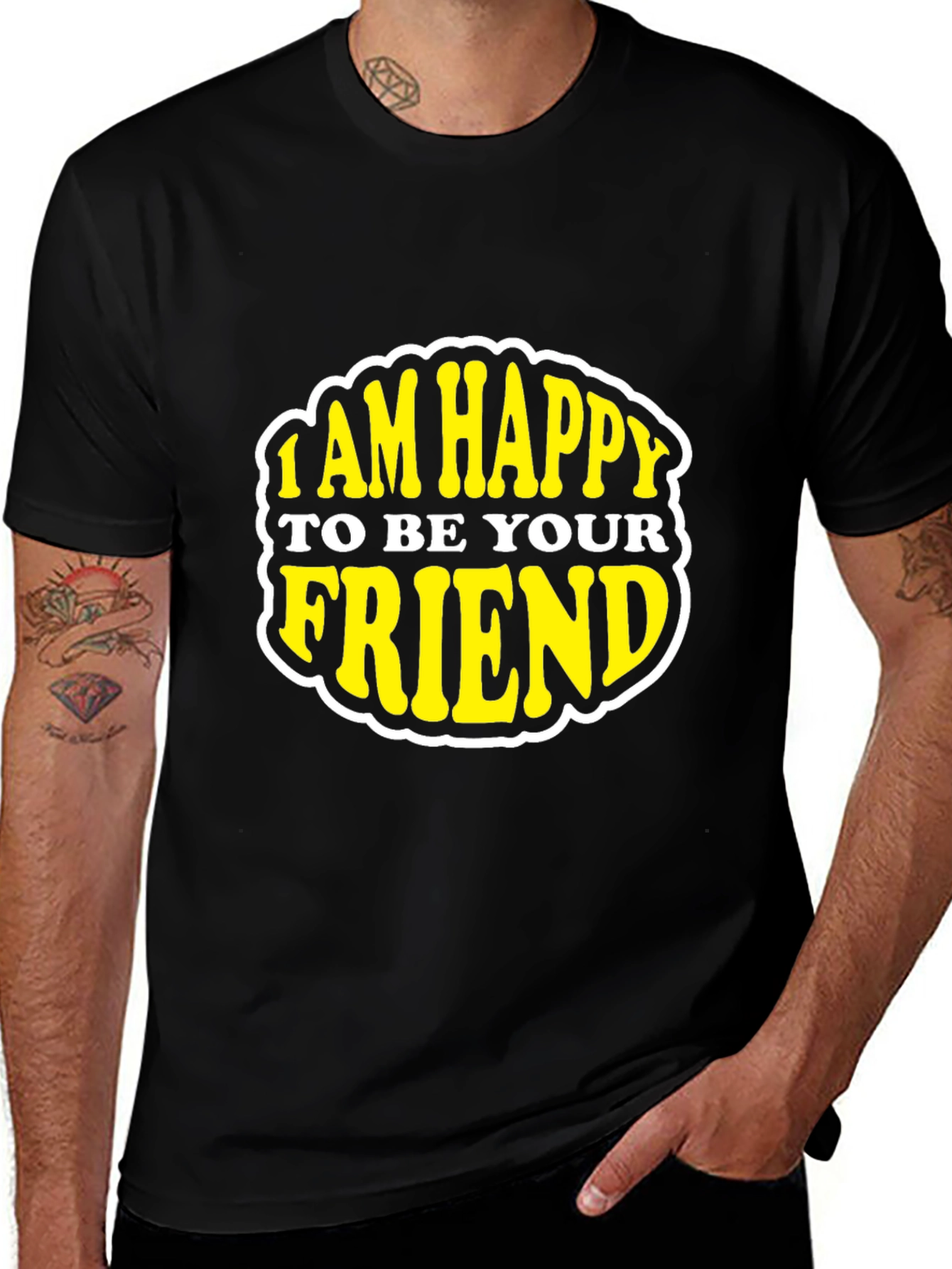 Happy To Be Your Friend Black Graphic Tee