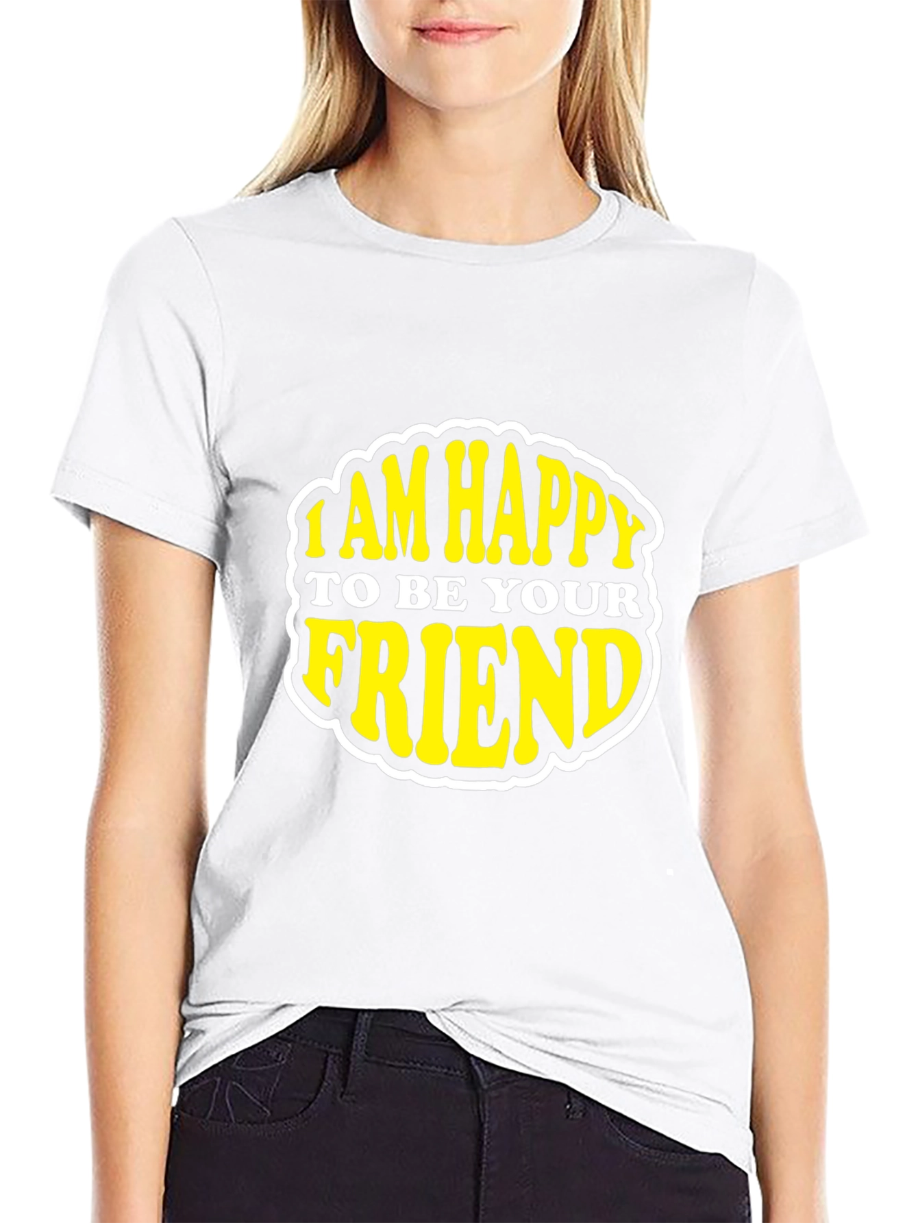 Happy To Be Your Friend Black Graphic Tee