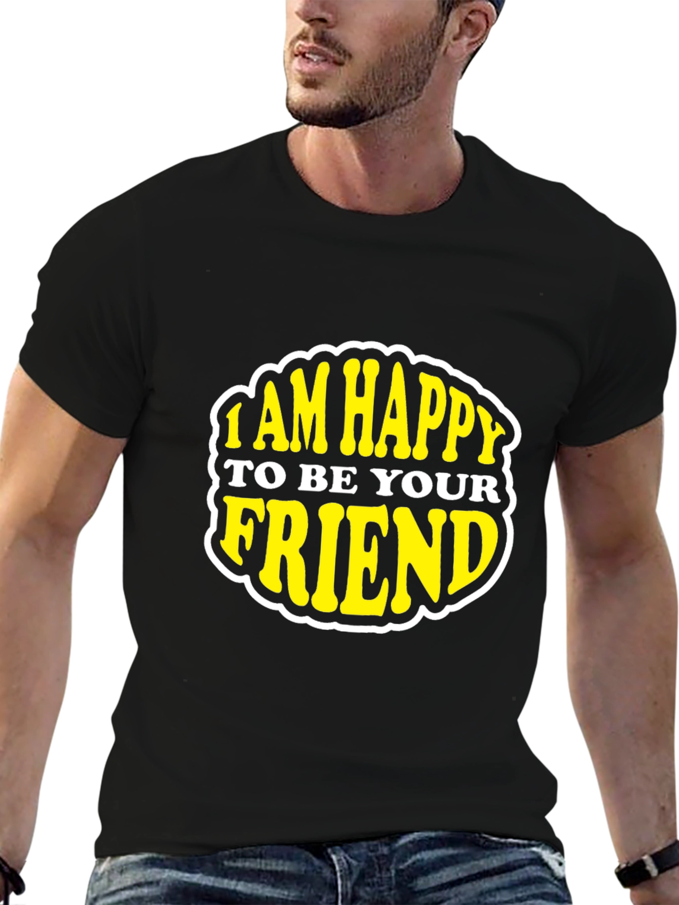Happy To Be Your Friend Black Graphic Tee