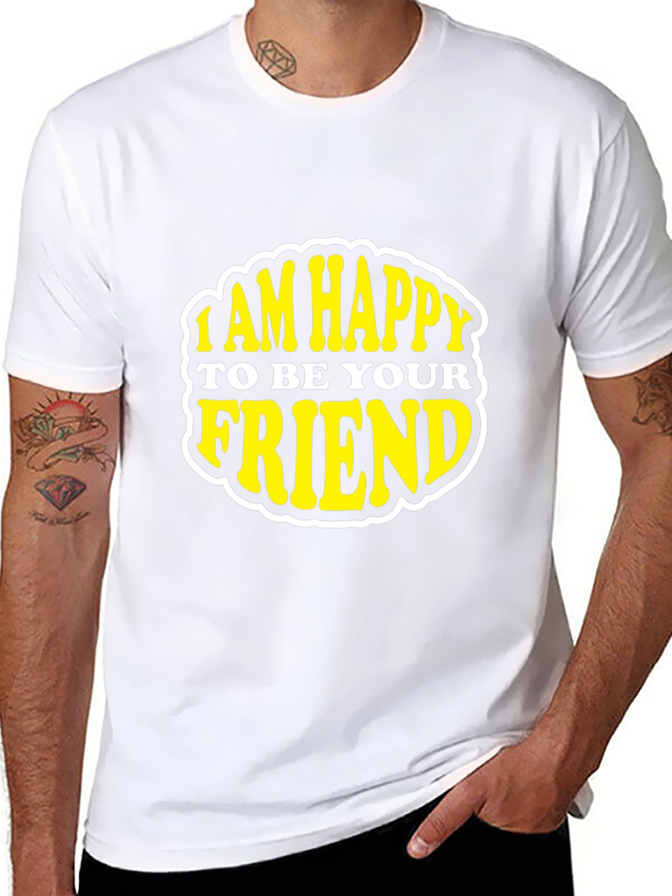 Happy To Be Your Friend Black Graphic Tee