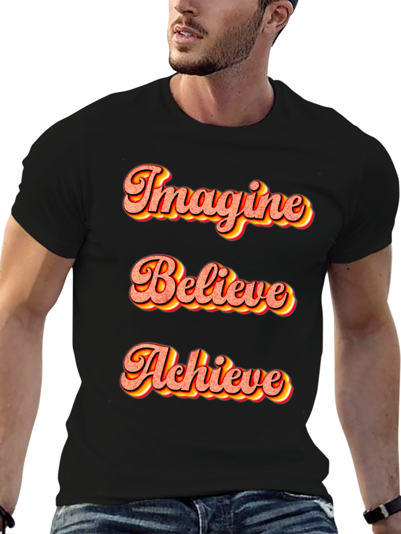 Imagine Believe Achieve Black T-Shirt