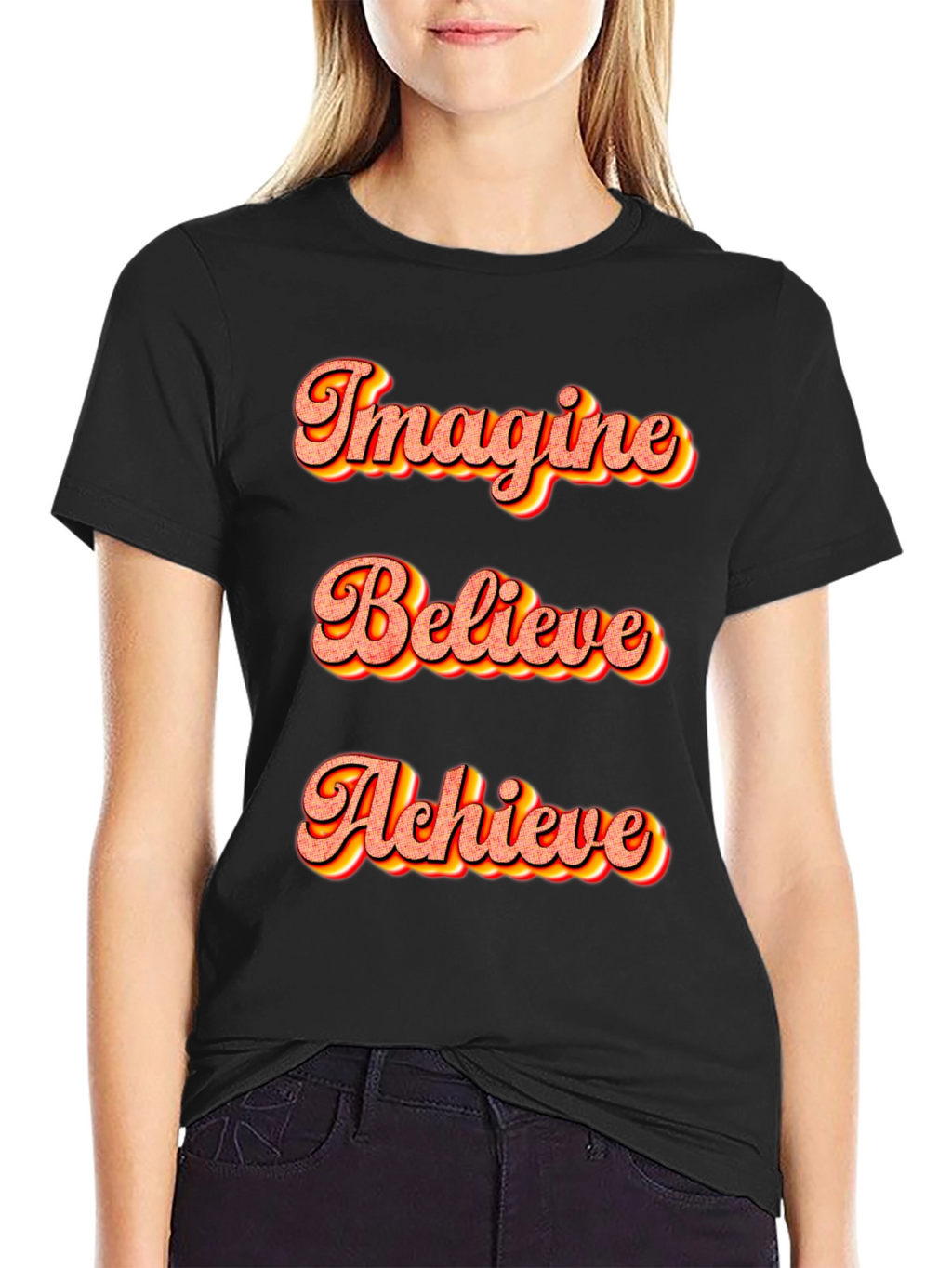 Imagine Believe Achieve Black T-Shirt