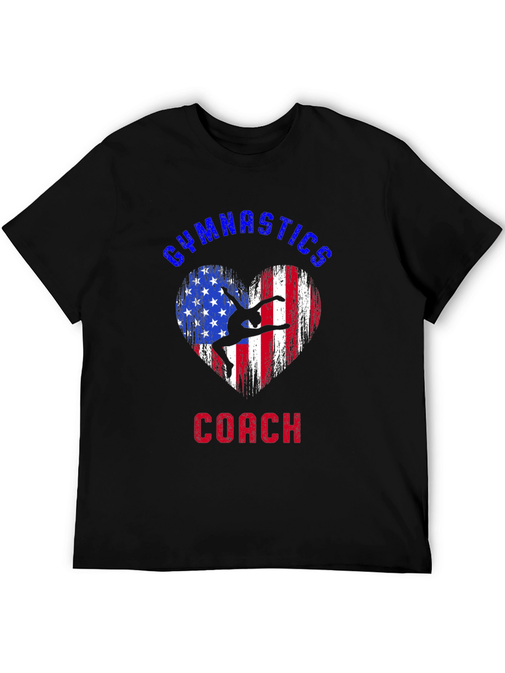 Gymnastics Coach T-Shirt American Flag Heart