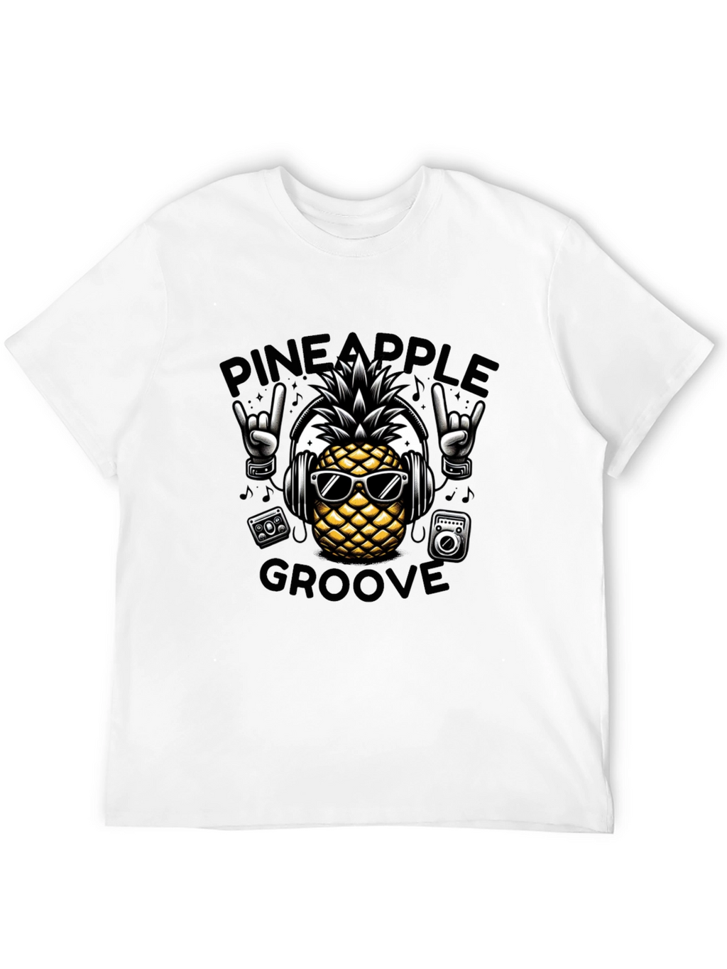Pineapple Groove Black T-Shirt - Cool Graphic Tee
