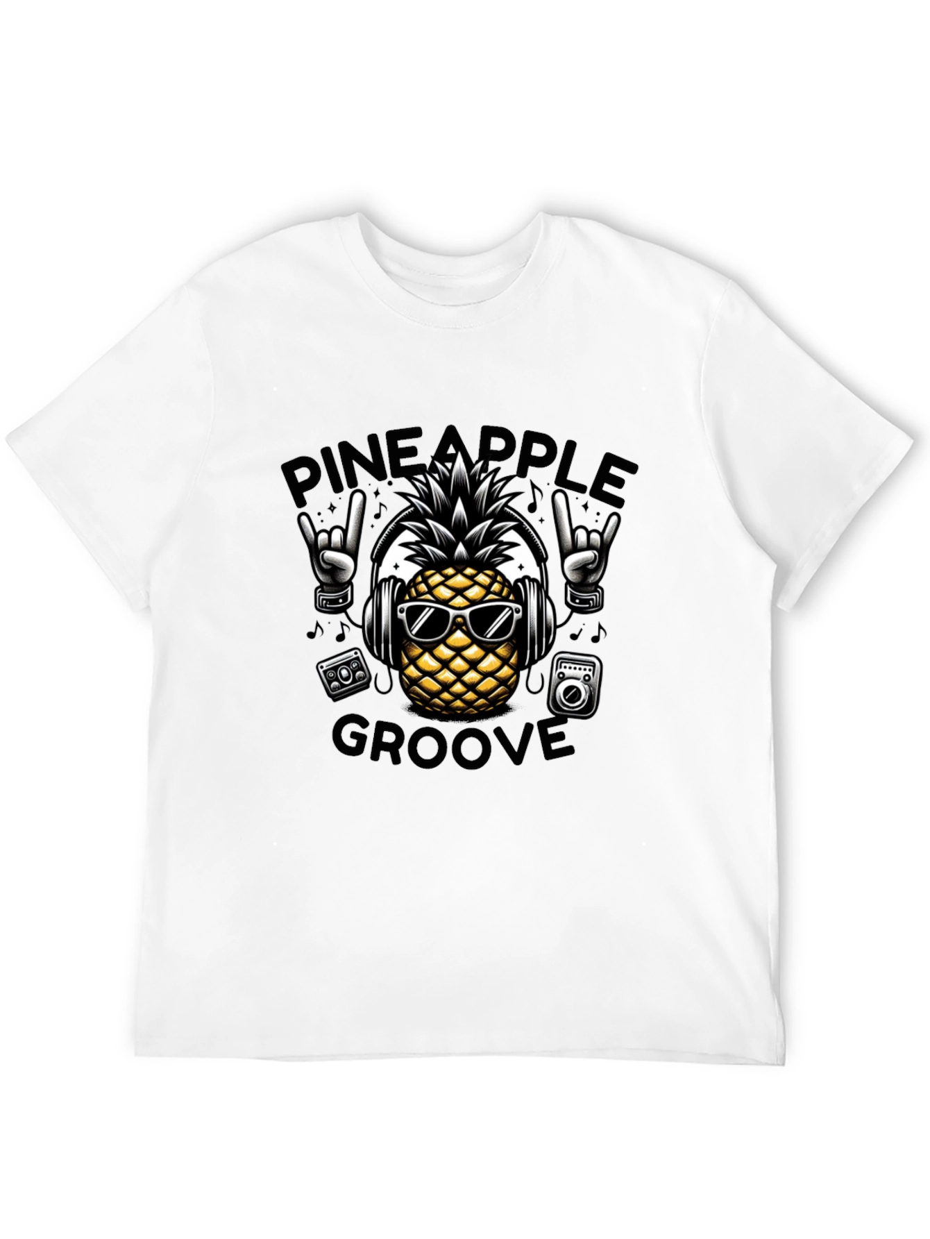 Pineapple Groove Black T-Shirt - Cool Graphic Tee