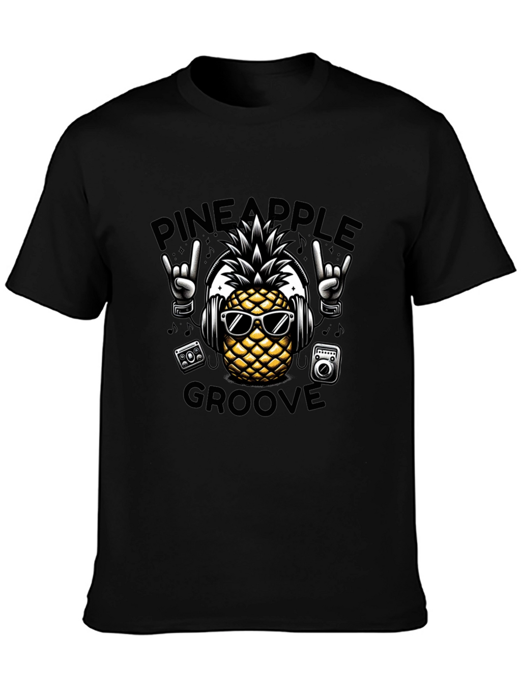 Pineapple Groove Black T-Shirt - Cool Graphic Tee