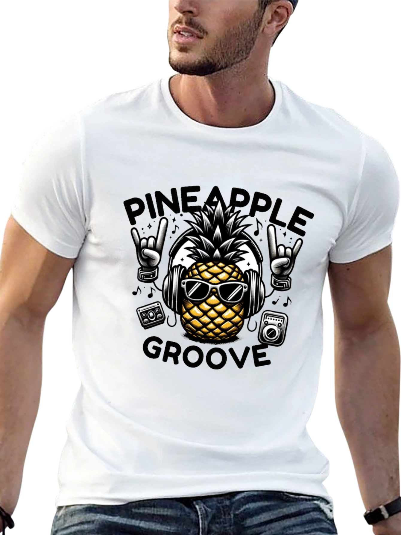 Pineapple Groove Black T-Shirt - Cool Graphic Tee