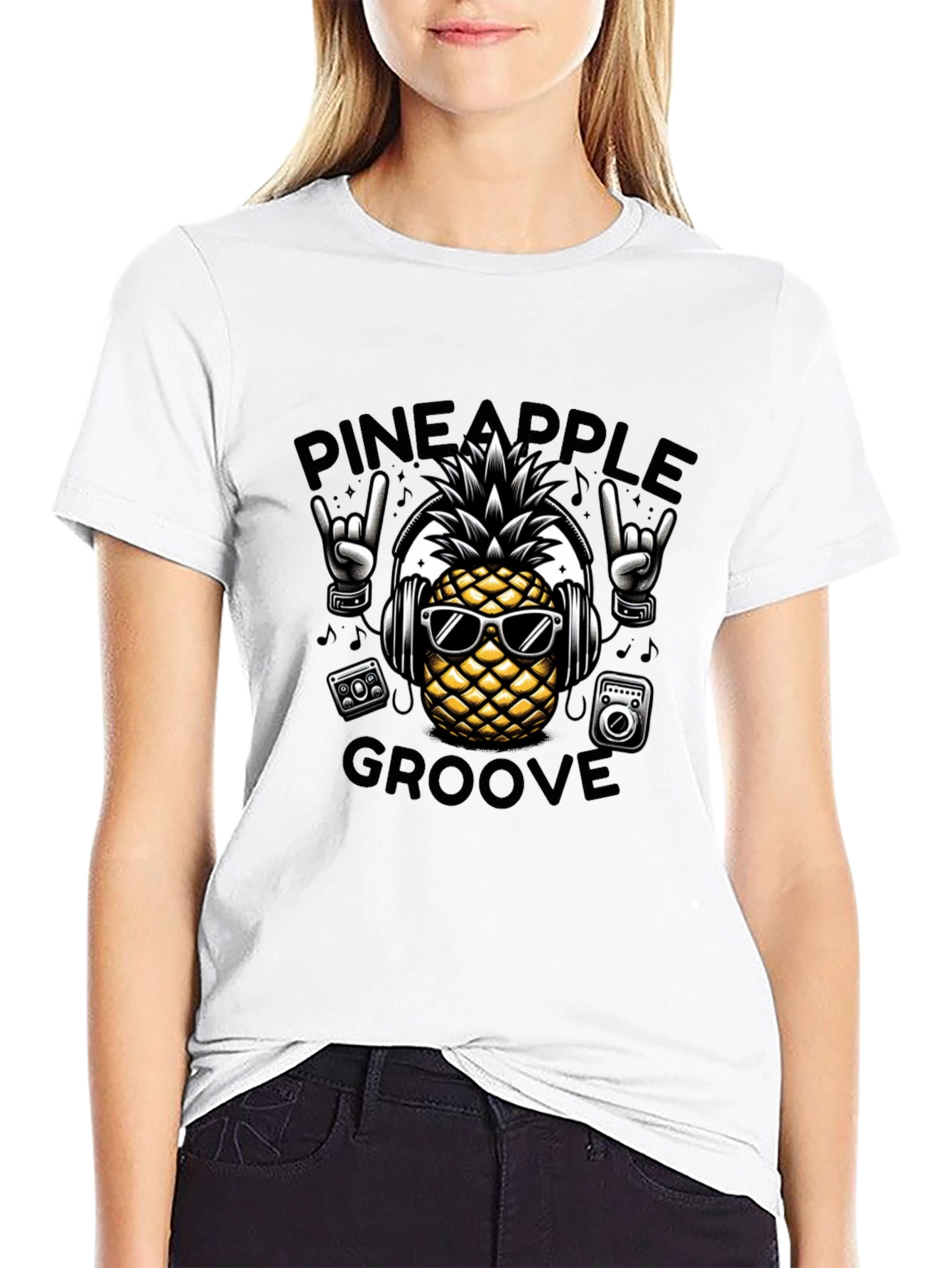 Pineapple Groove Black T-Shirt - Cool Graphic Tee