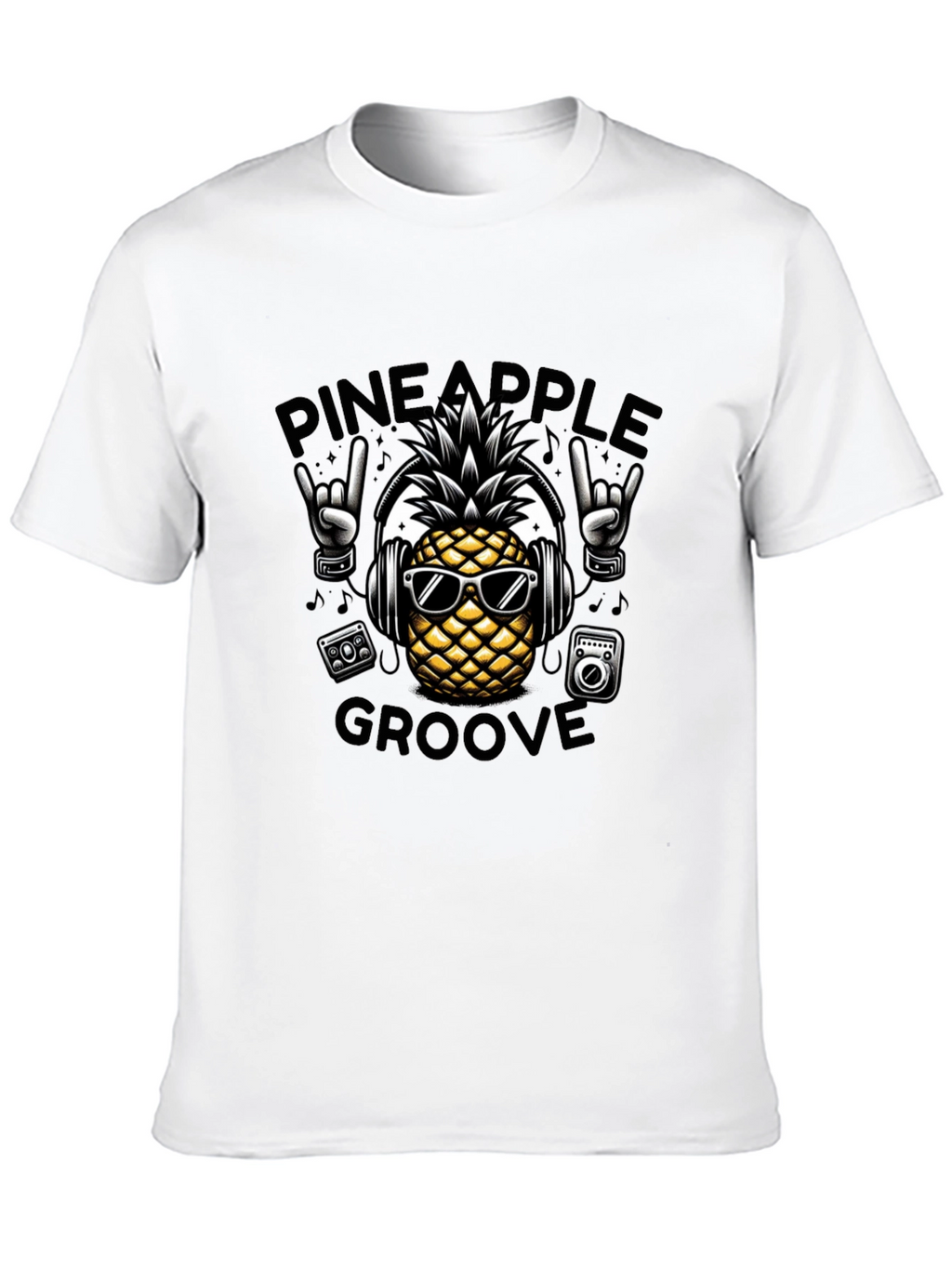 Pineapple Groove Black T-Shirt - Cool Graphic Tee