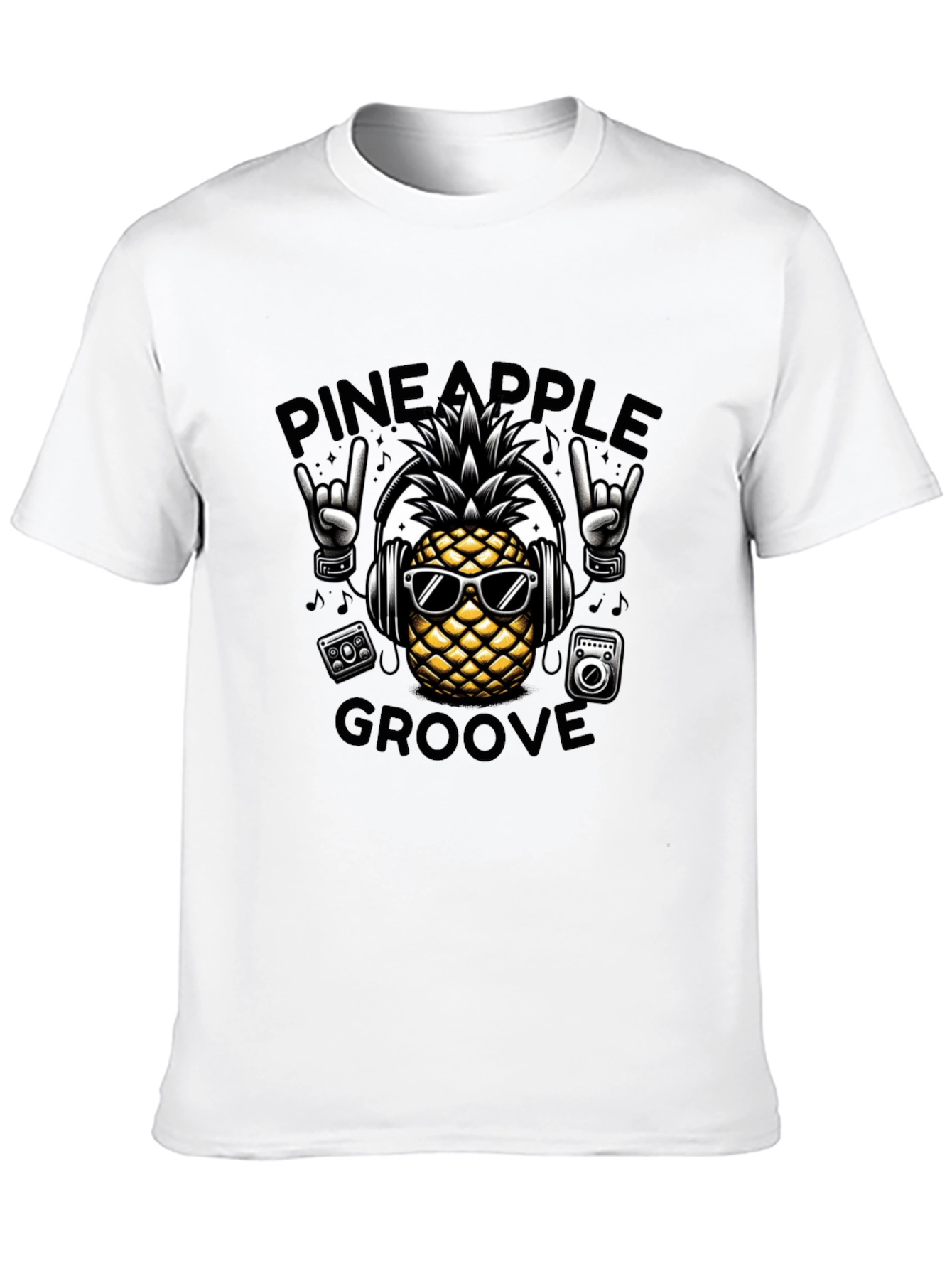 Pineapple Groove Black T-Shirt - Cool Graphic Tee