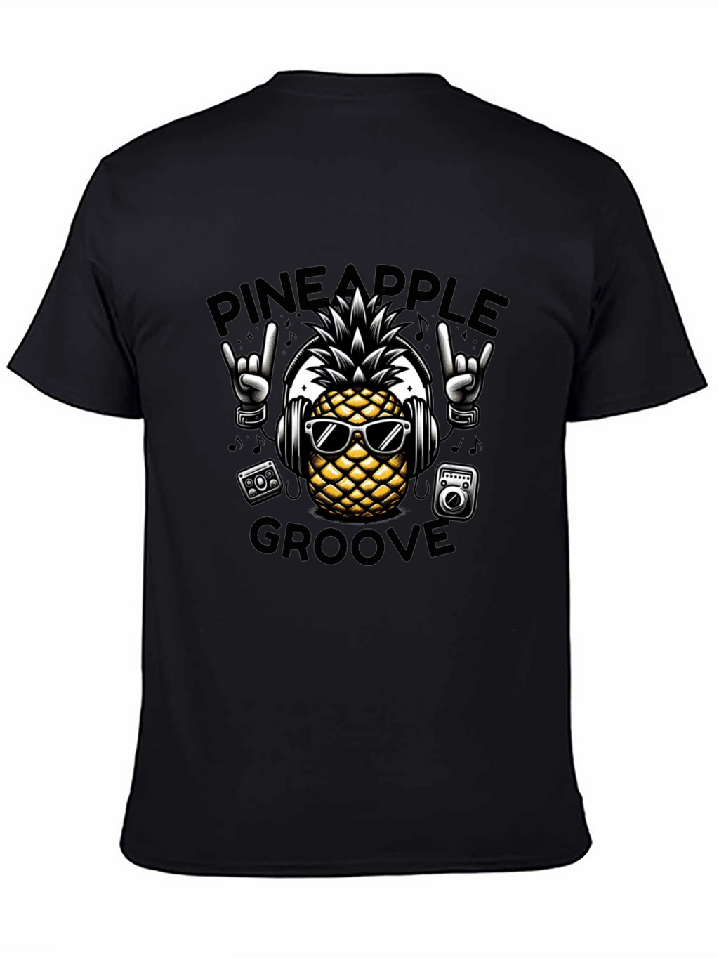 Pineapple Groove Black T-Shirt - Cool Graphic Tee
