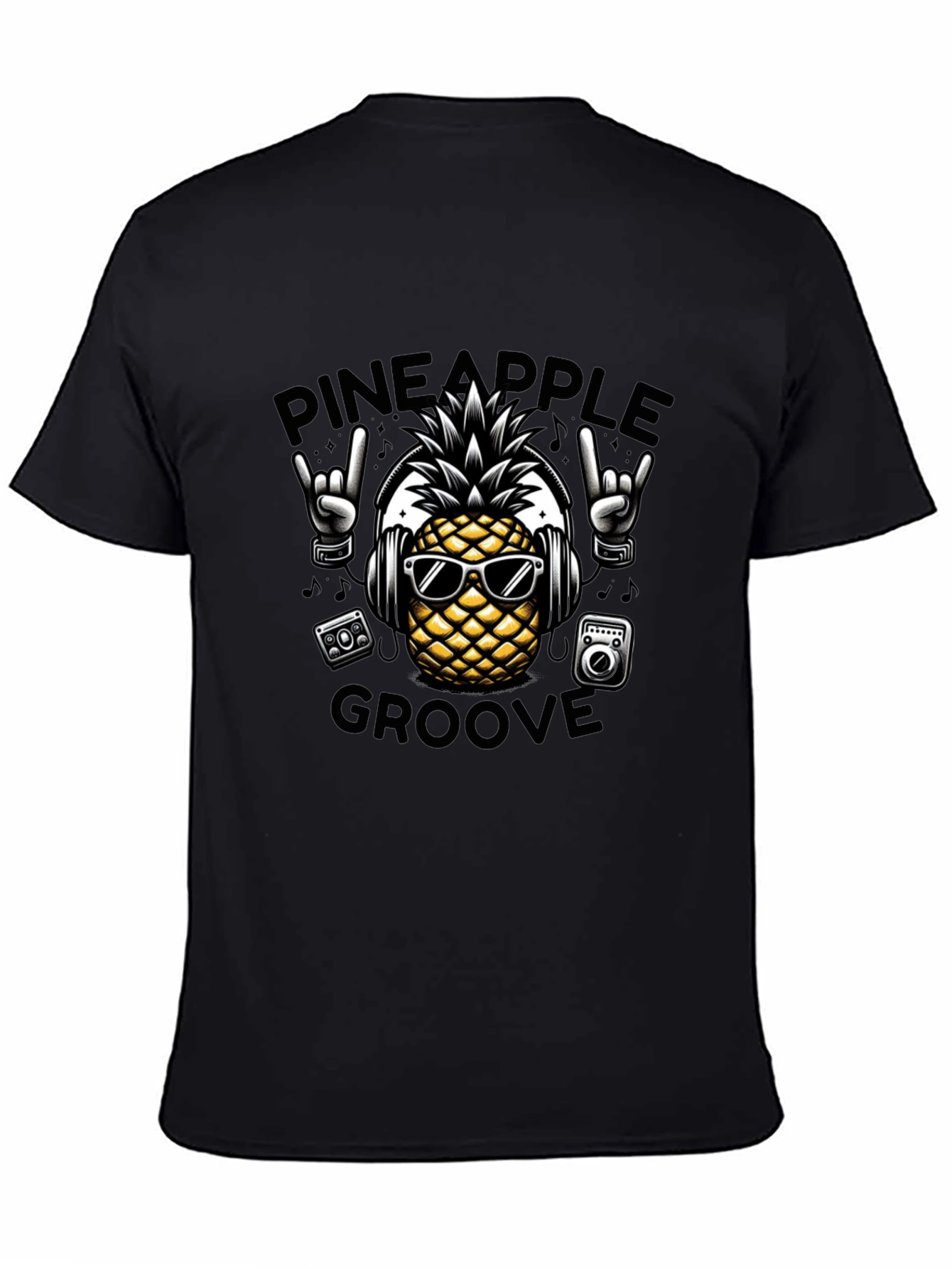 Pineapple Groove Black T-Shirt - Cool Graphic Tee