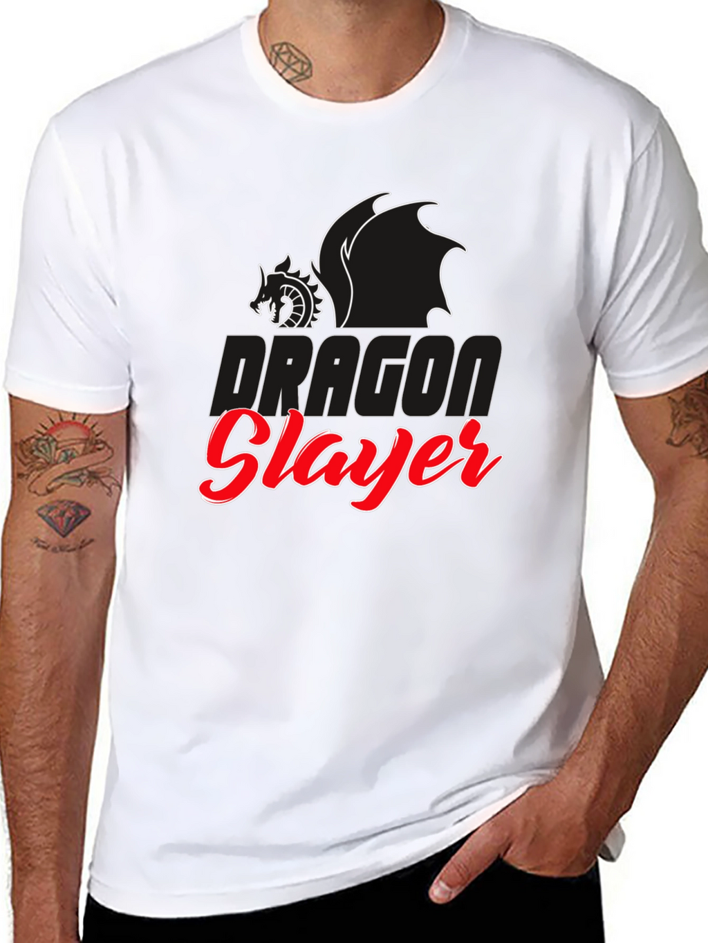 Dragon Slayer Graphic Tee - Black Cotton T-Shirt