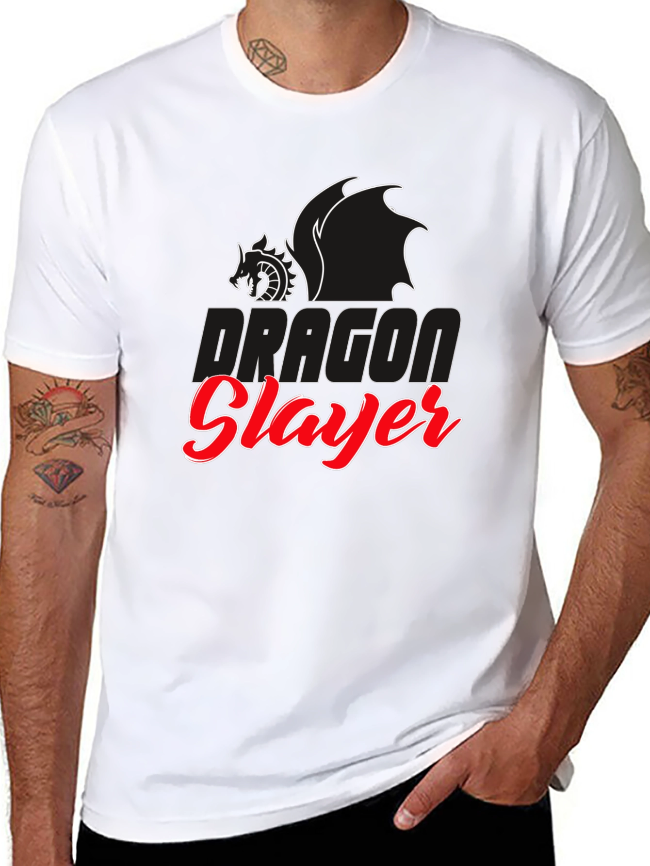 Dragon Slayer Graphic Tee - Black Cotton T-Shirt