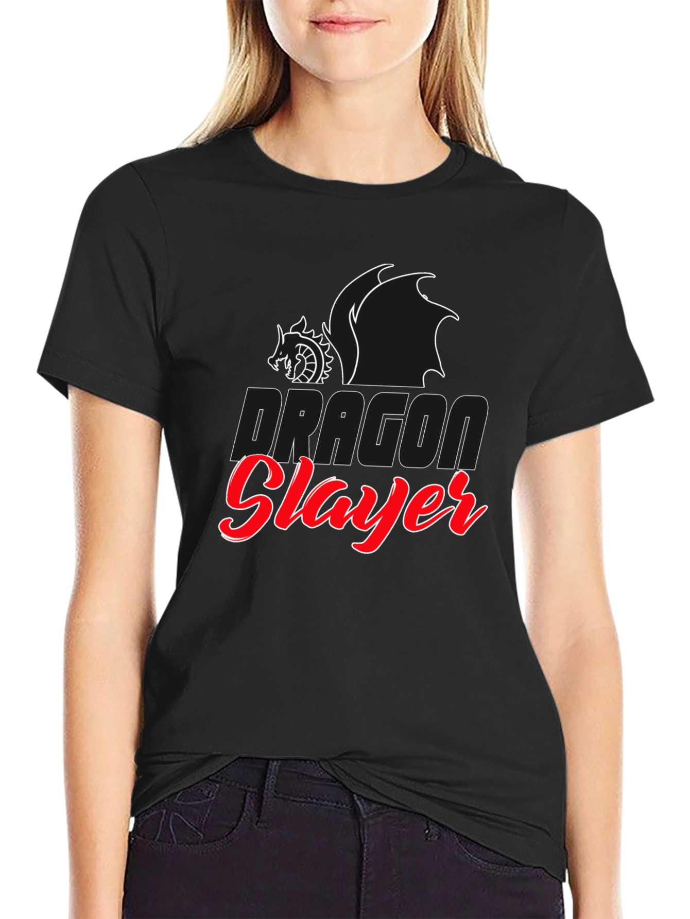 Dragon Slayer Graphic Tee - Black Cotton T-Shirt