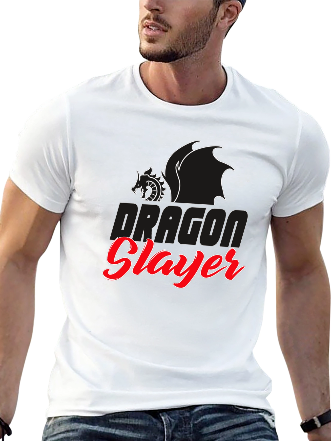 Dragon Slayer Graphic Tee - Black Cotton T-Shirt