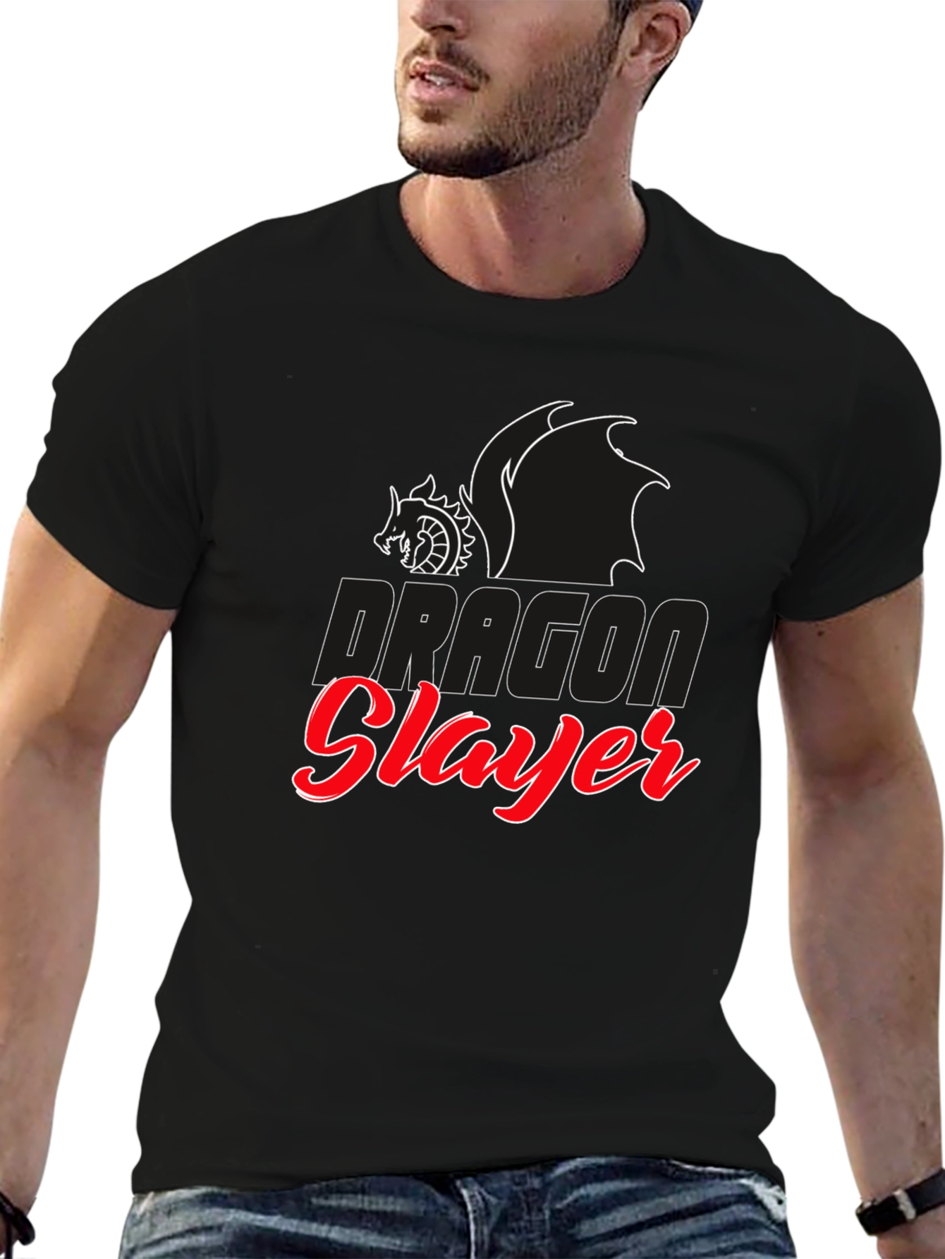Dragon Slayer Graphic Tee - Black Cotton T-Shirt