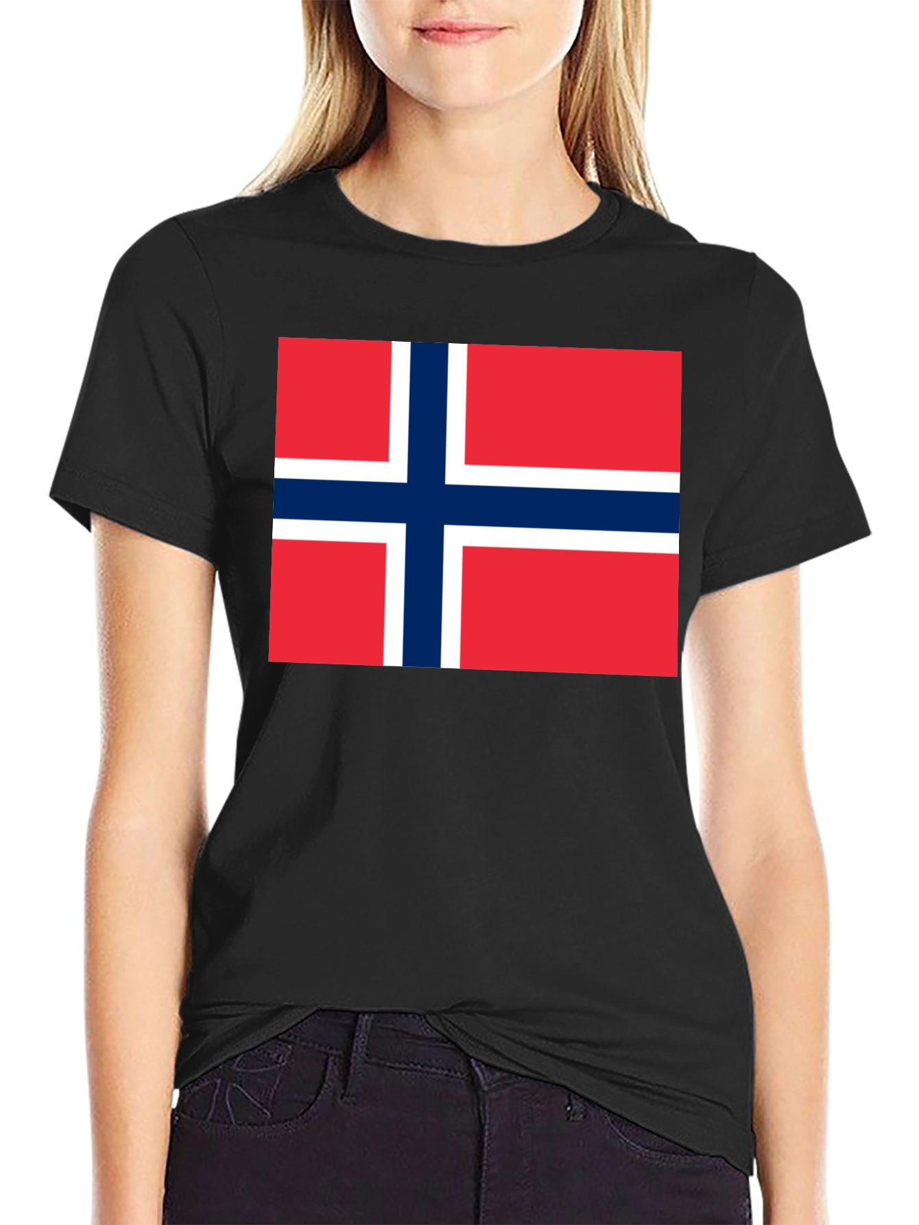 Norway Flag T-Shirt - Black Cotton Tee