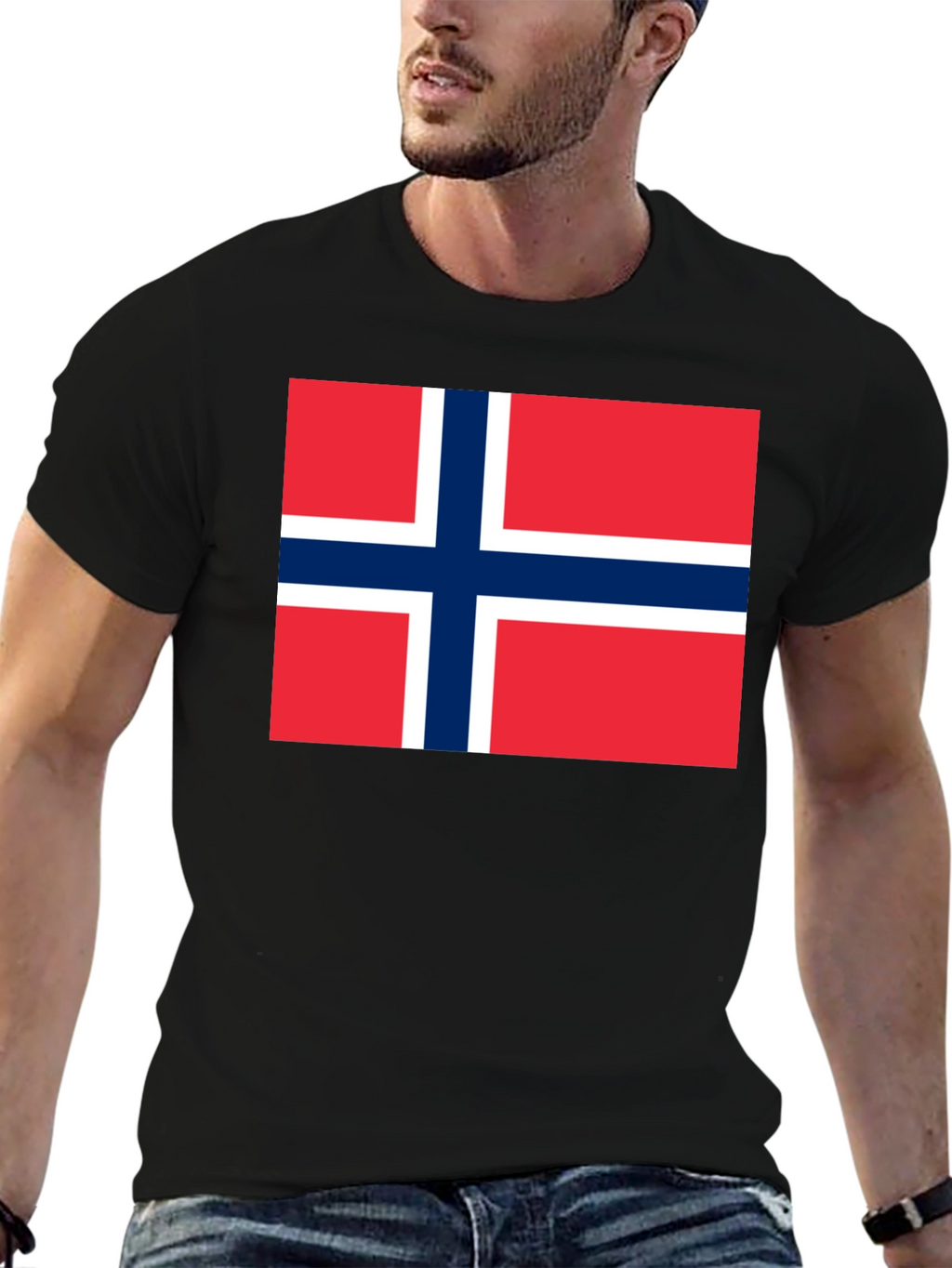 Norway Flag T-Shirt - Black Cotton Tee