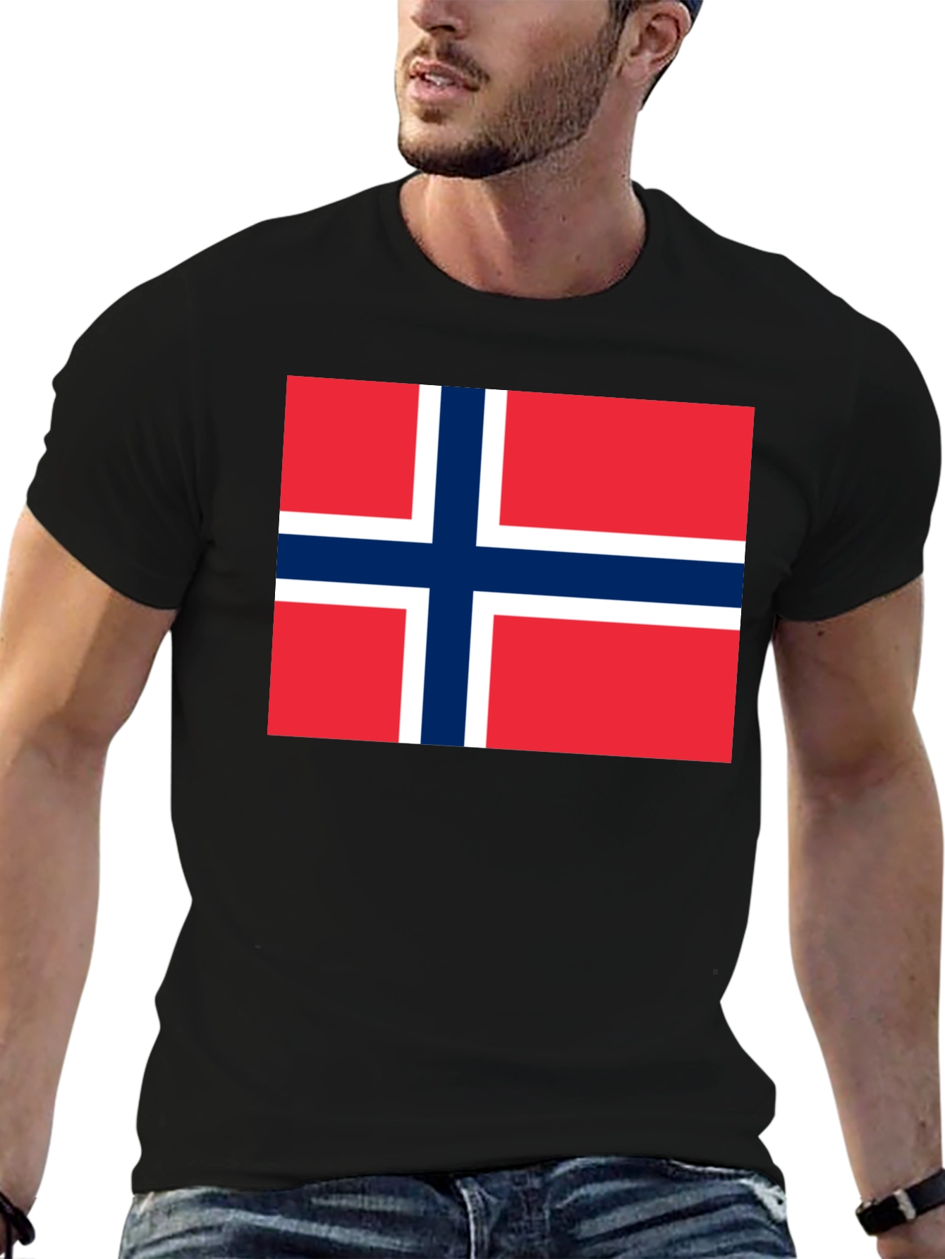 Norway Flag T-Shirt - Black Cotton Tee