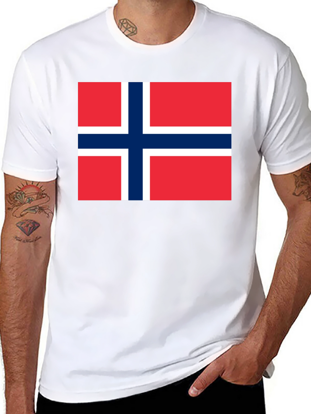 Norway Flag T-Shirt - Black Cotton Tee