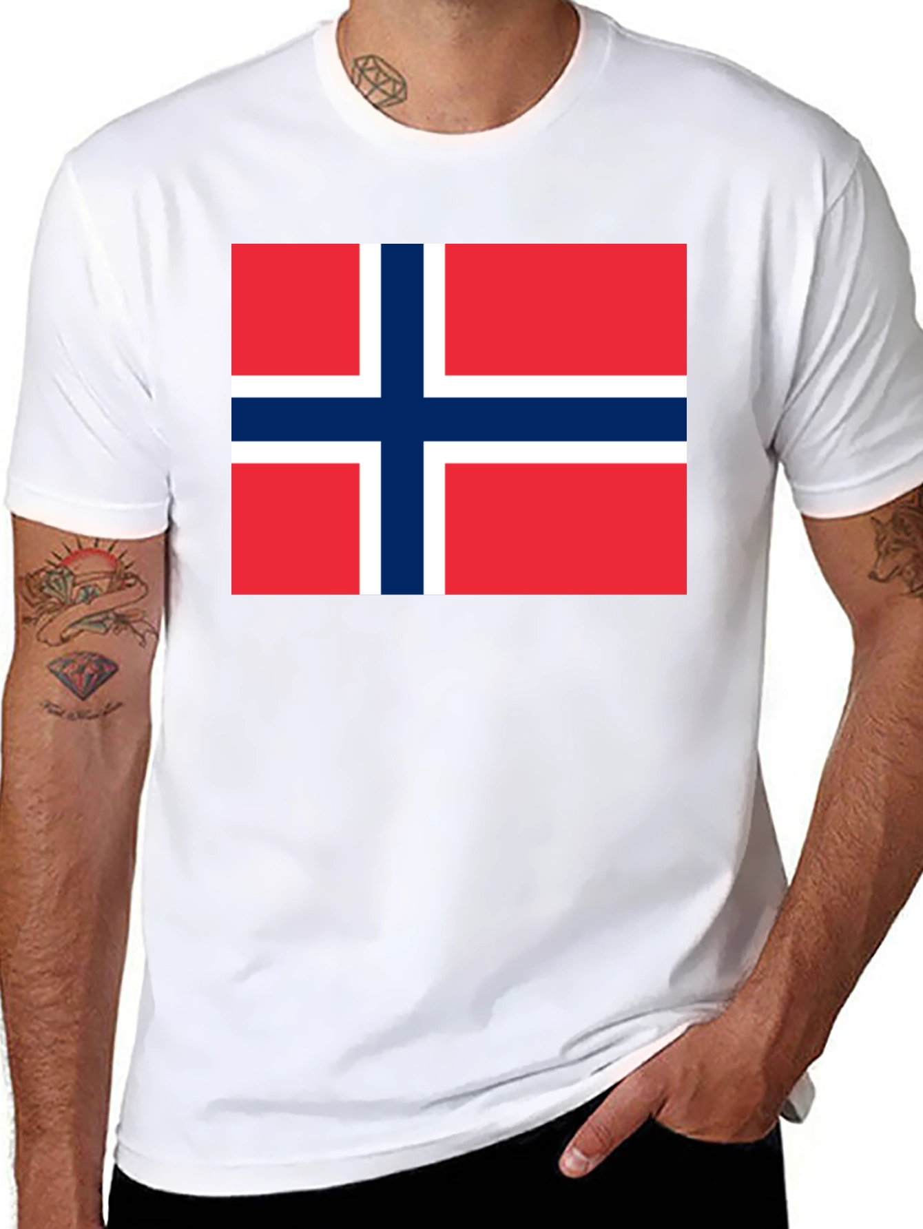 Norway Flag T-Shirt - Black Cotton Tee
