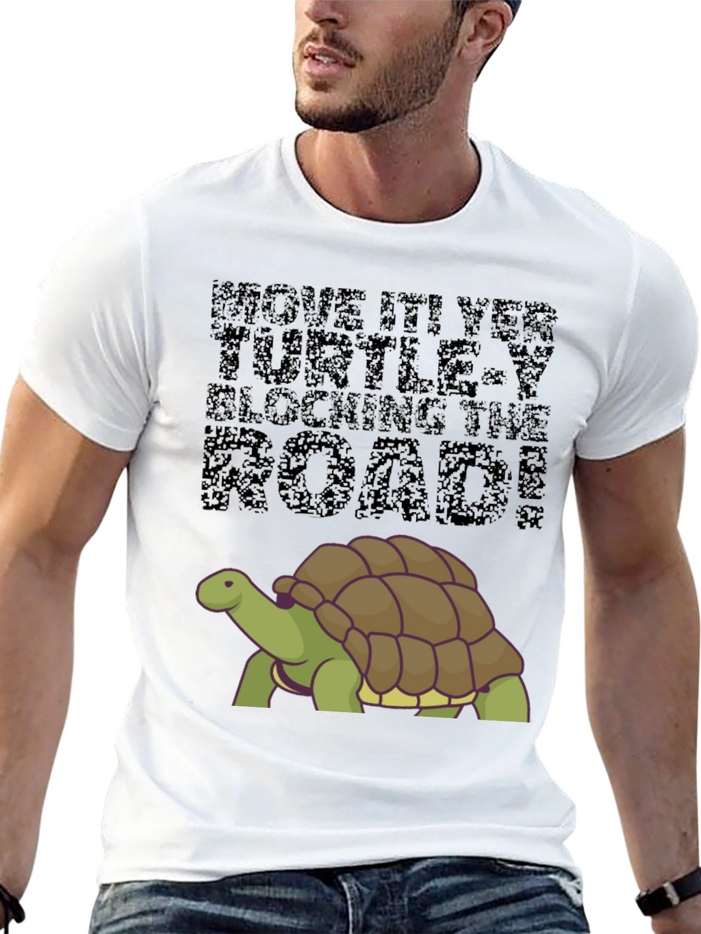 Move It! Turtle Graphic Tee - Black Cotton Blend
