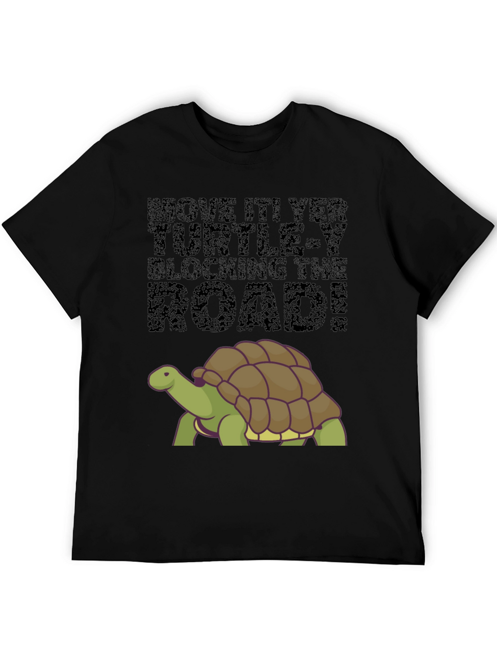 Move It! Turtle Graphic Tee - Black Cotton Blend