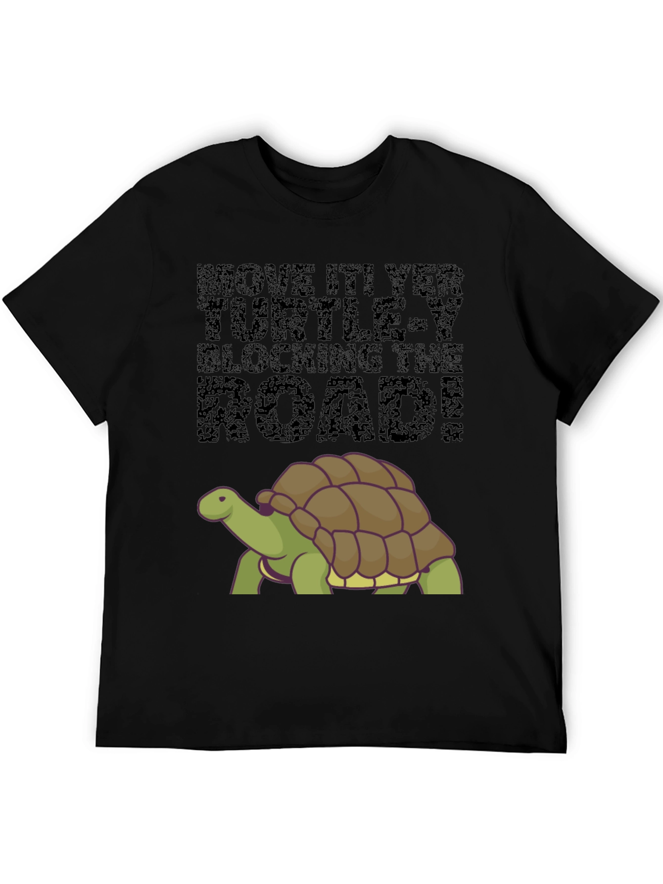 Move It! Turtle Graphic Tee - Black Cotton Blend