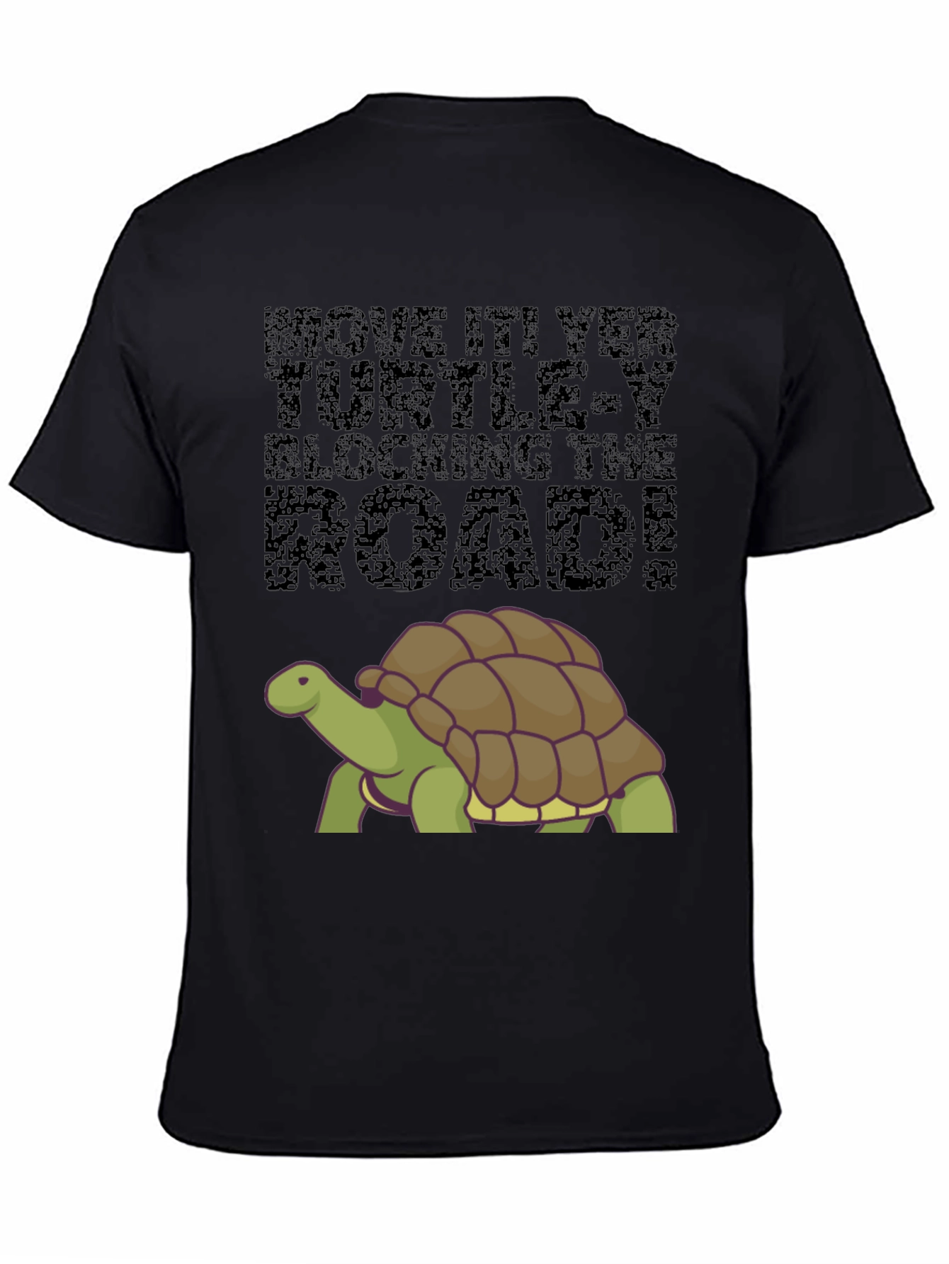 Move It! Turtle Graphic Tee - Black Cotton Blend