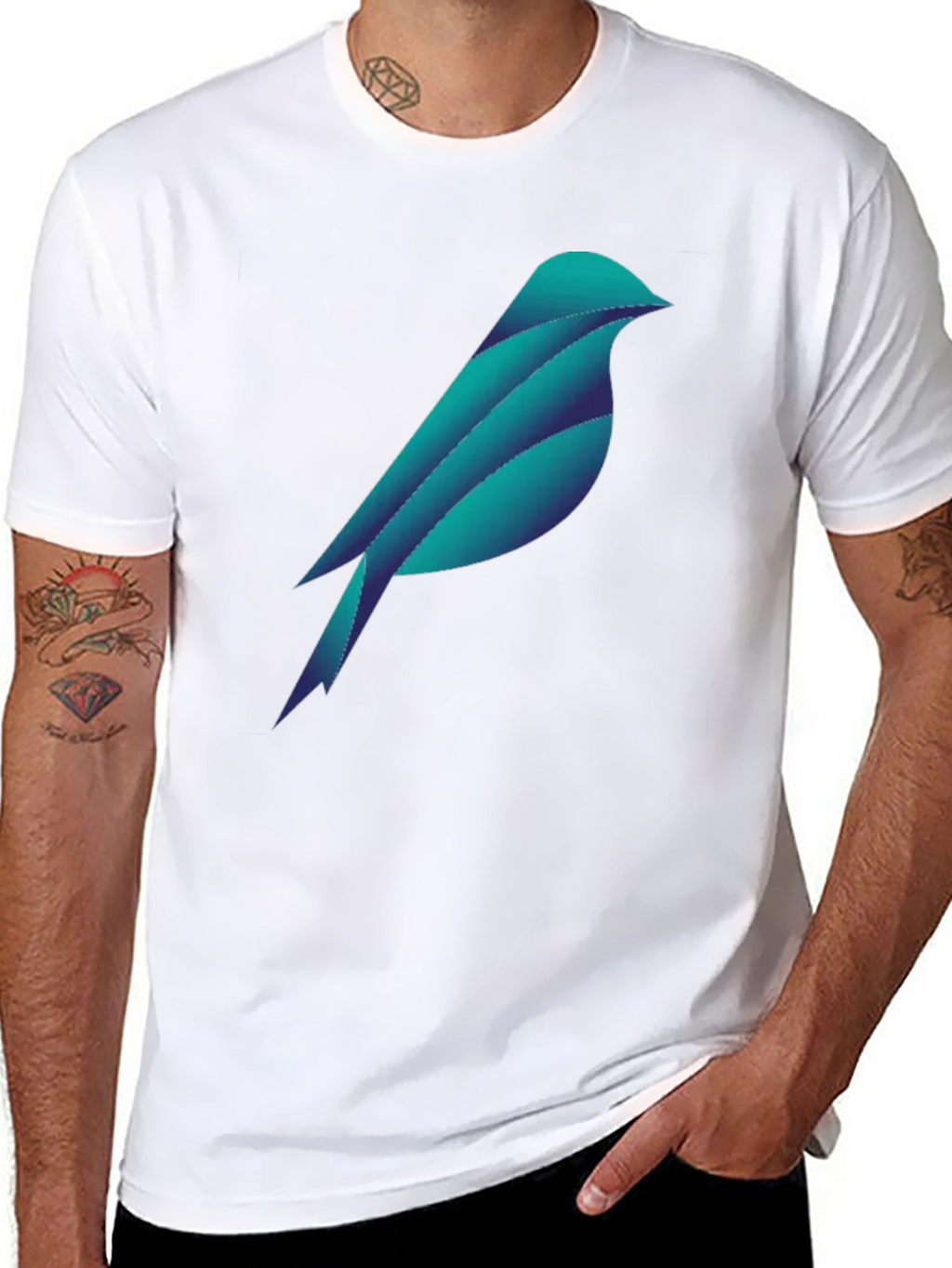 Geometric Bird Graphic Tee - Stylish Black T-Shirt