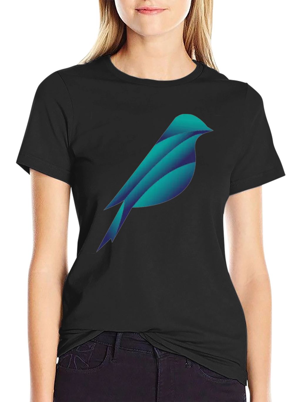 Geometric Bird Graphic Tee - Stylish Black T-Shirt