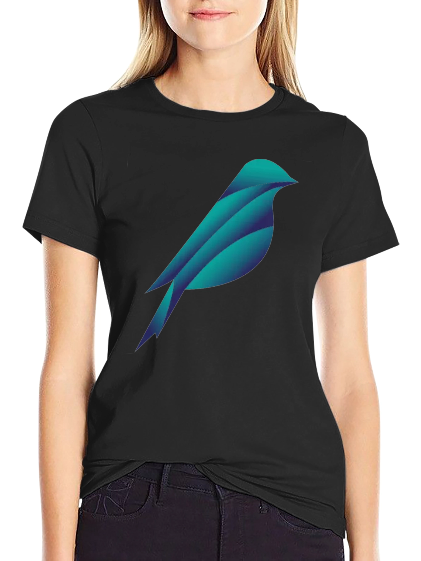 Geometric Bird Graphic Tee - Stylish Black T-Shirt
