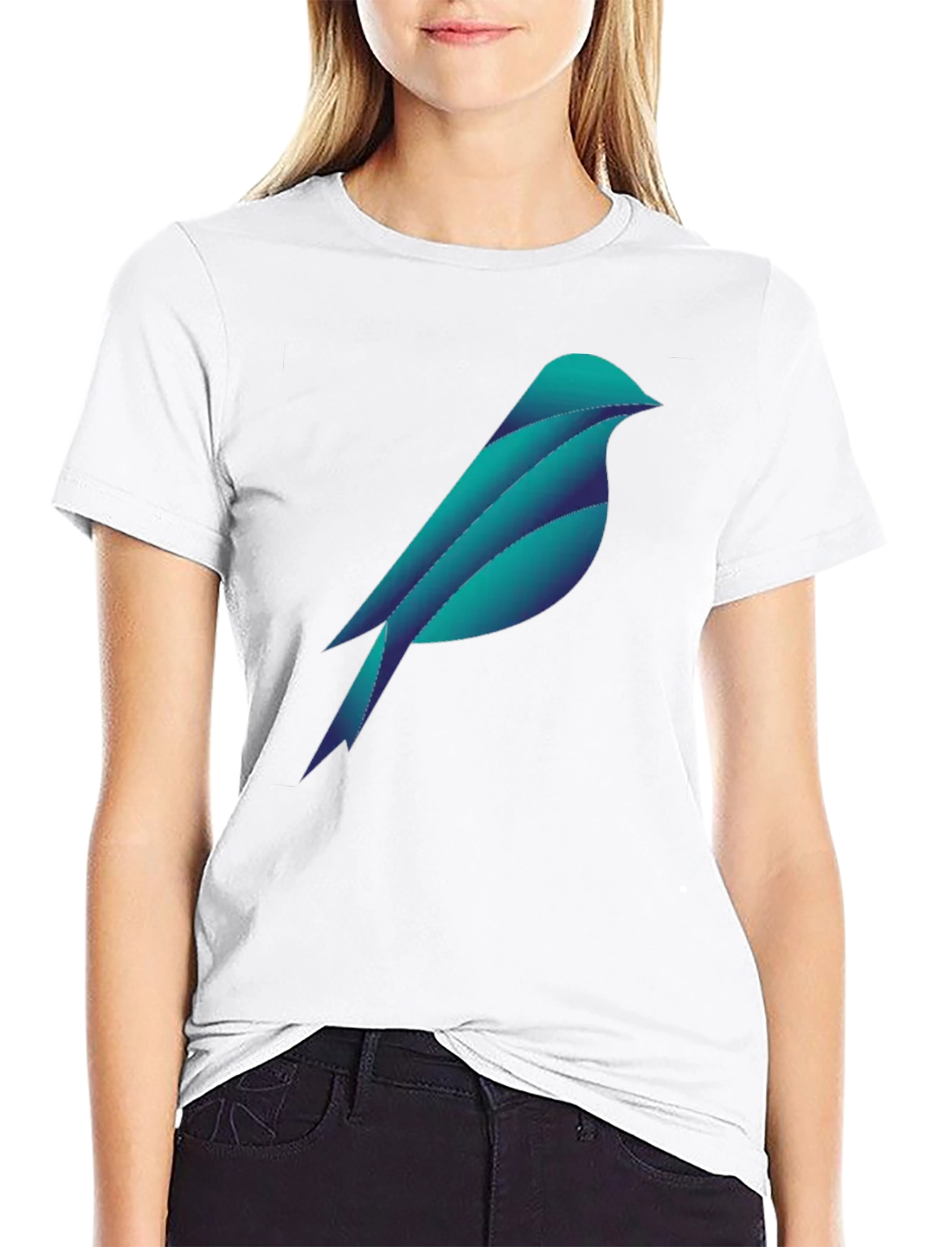 Geometric Bird Graphic Tee - Stylish Black T-Shirt