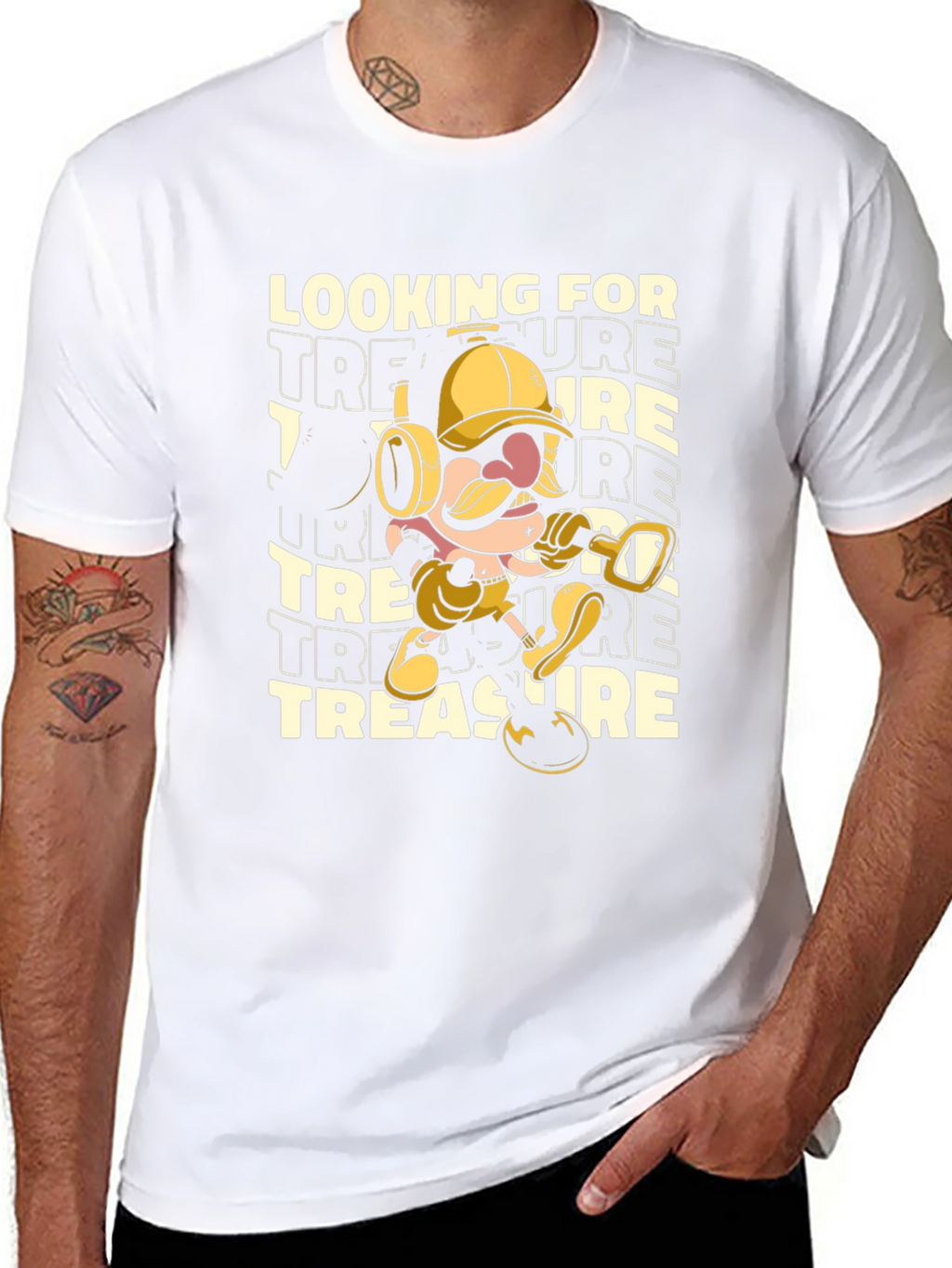 Treasure Hunter Cartoon Graphic T-Shirt