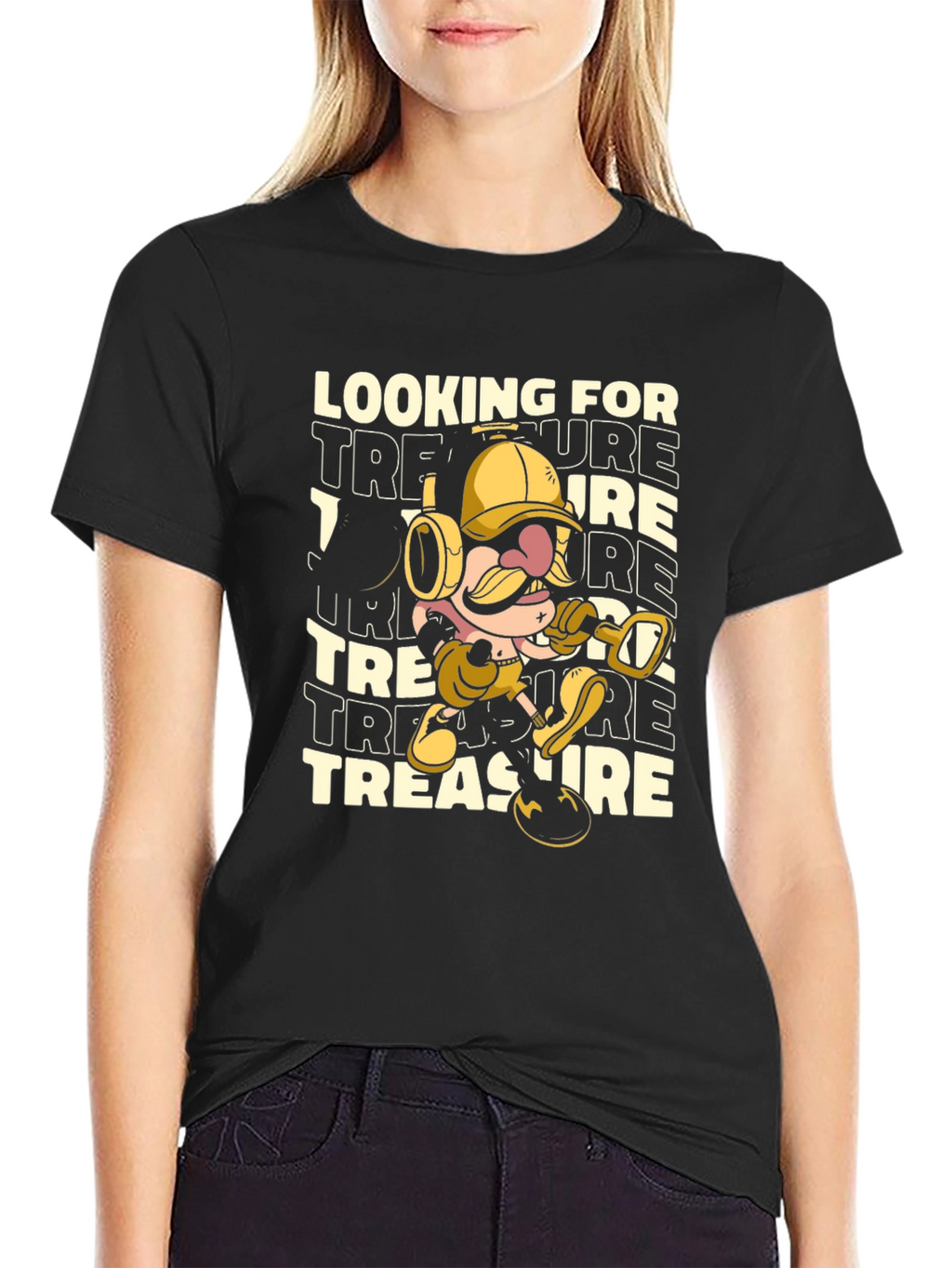 Treasure Hunter Cartoon Graphic T-Shirt