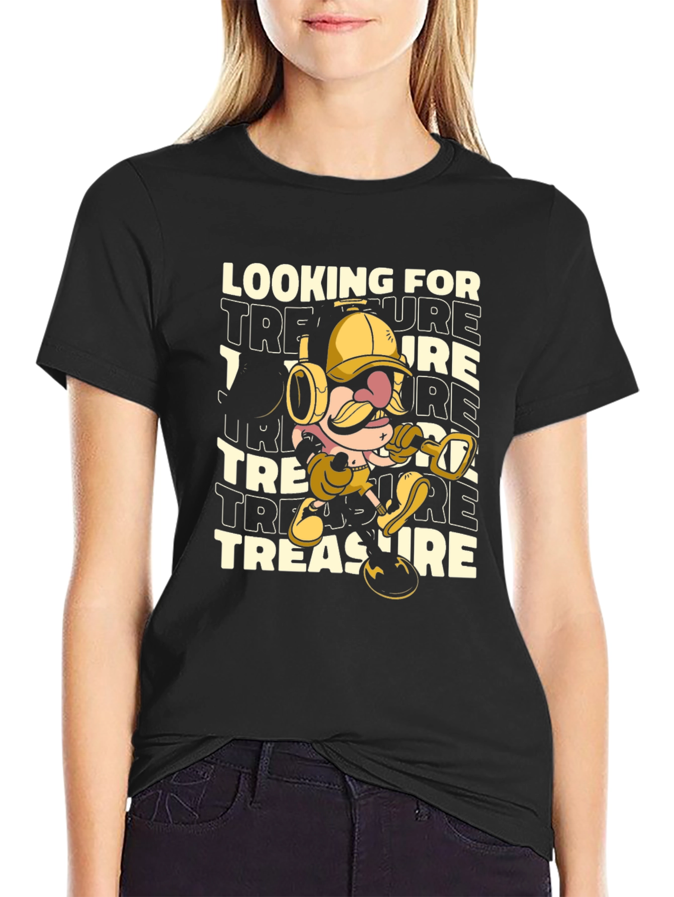 Treasure Hunter Cartoon Graphic T-Shirt