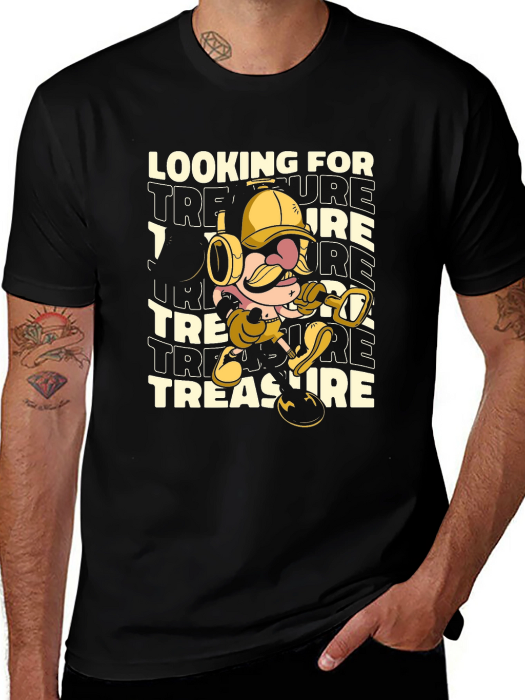 Treasure Hunter Cartoon Graphic T-Shirt