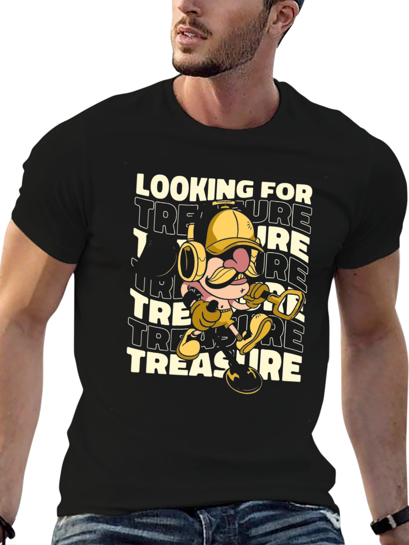 Treasure Hunter Cartoon Graphic T-Shirt