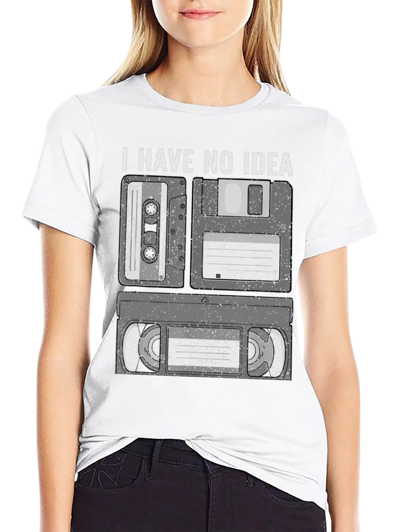 I Have No Idea Cassette Floppy Disk and VHS T-Shirt