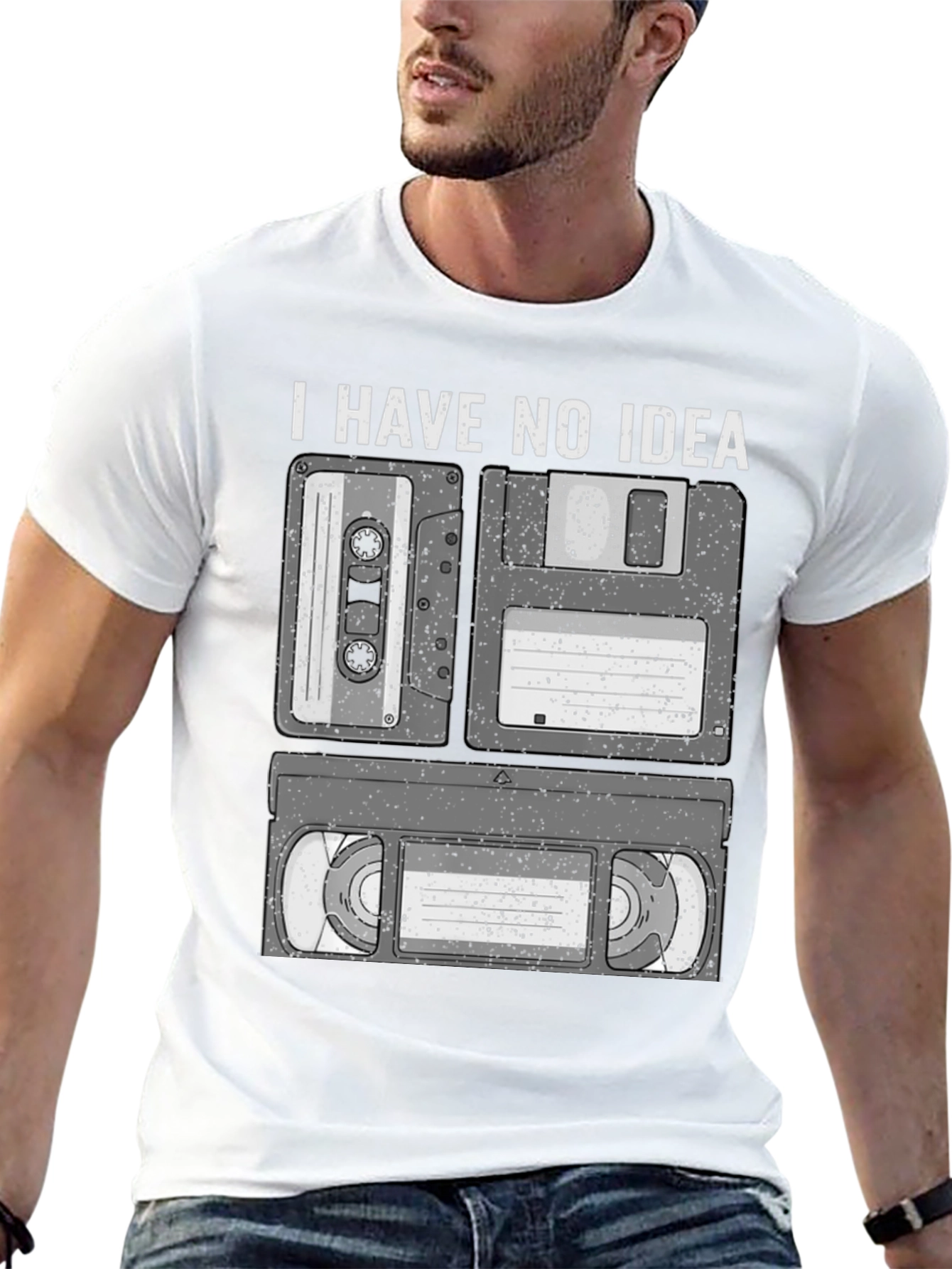 I Have No Idea Cassette Floppy Disk and VHS T-Shirt