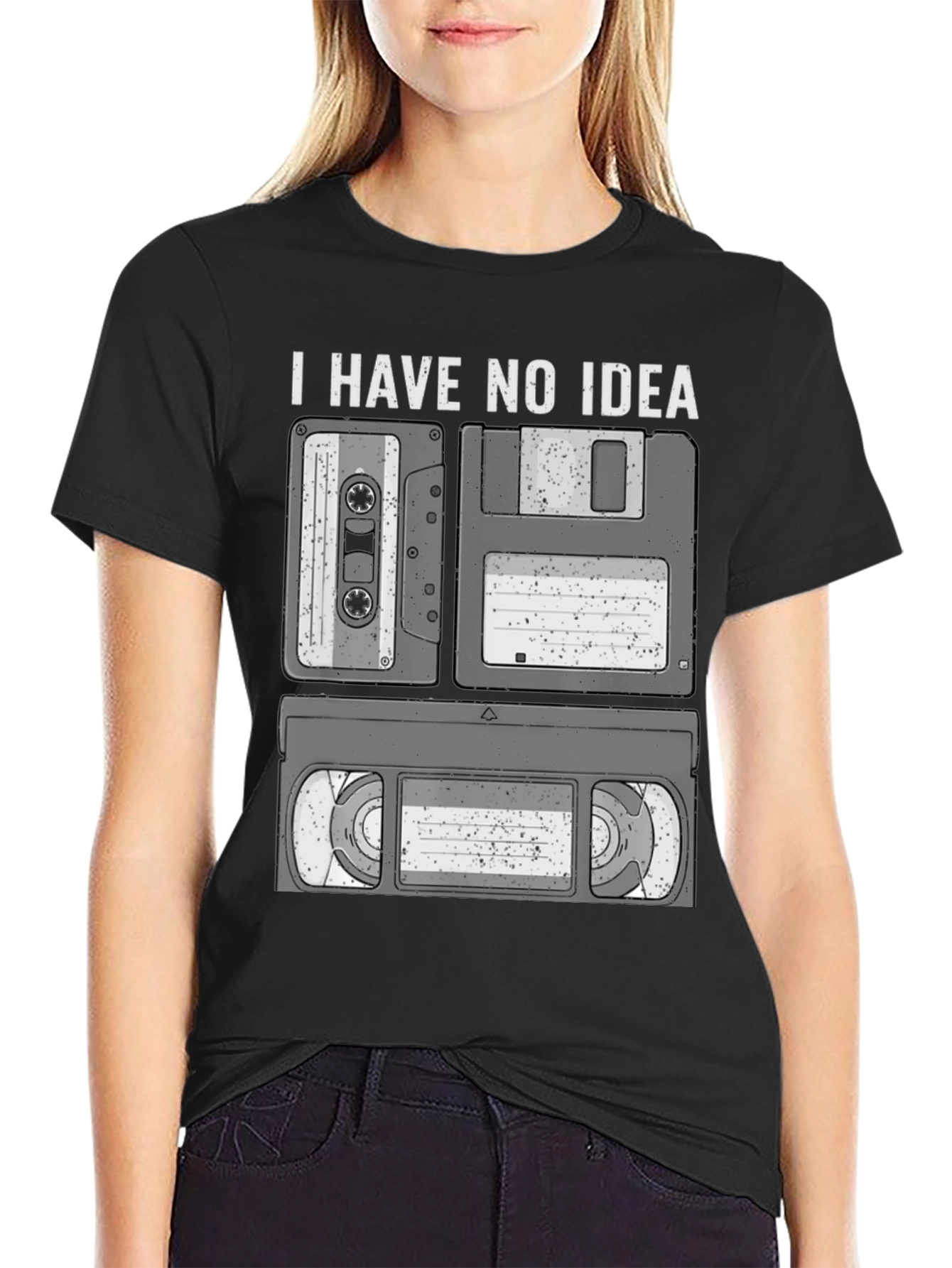 I Have No Idea Cassette Floppy Disk and VHS T-Shirt