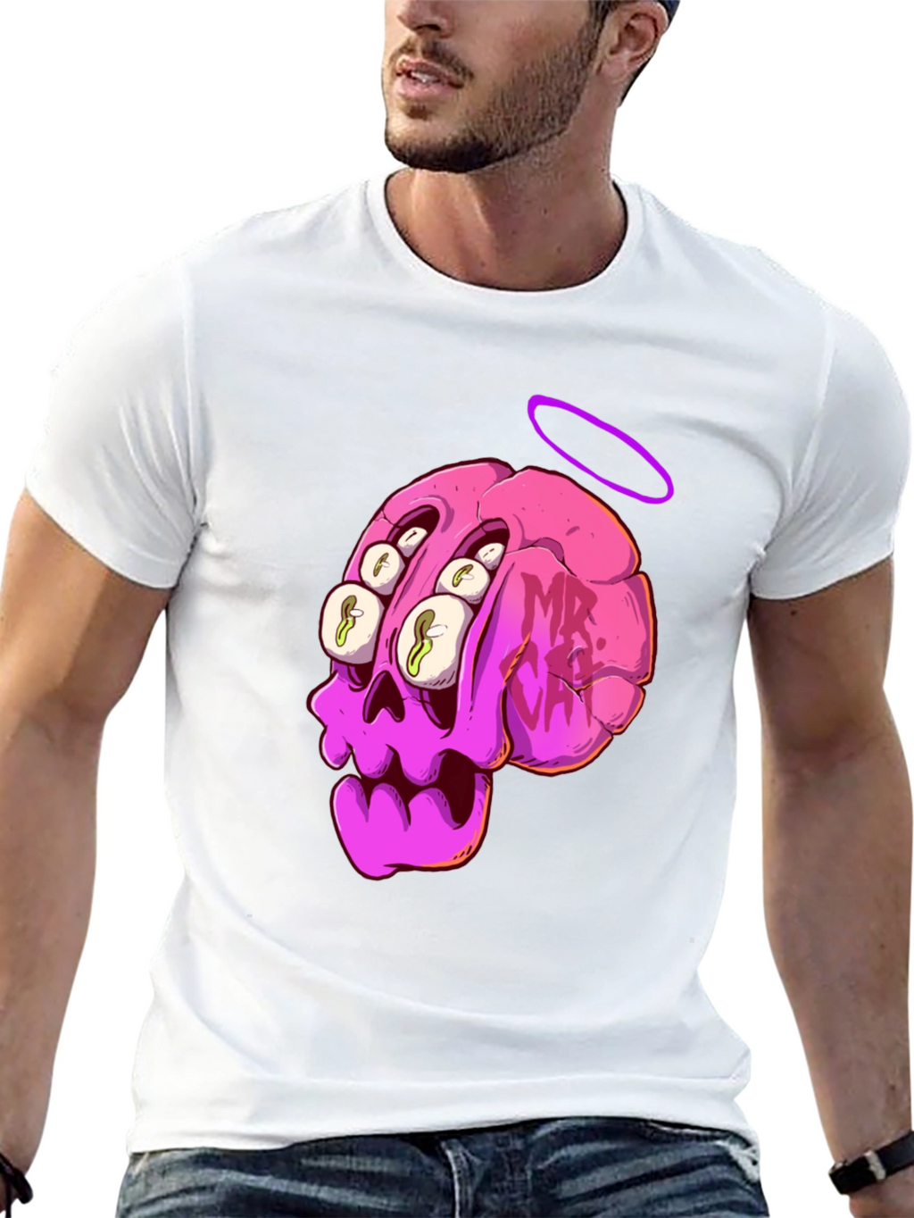 Skull Brain Graphic Tee - Unique Art T-Shirt