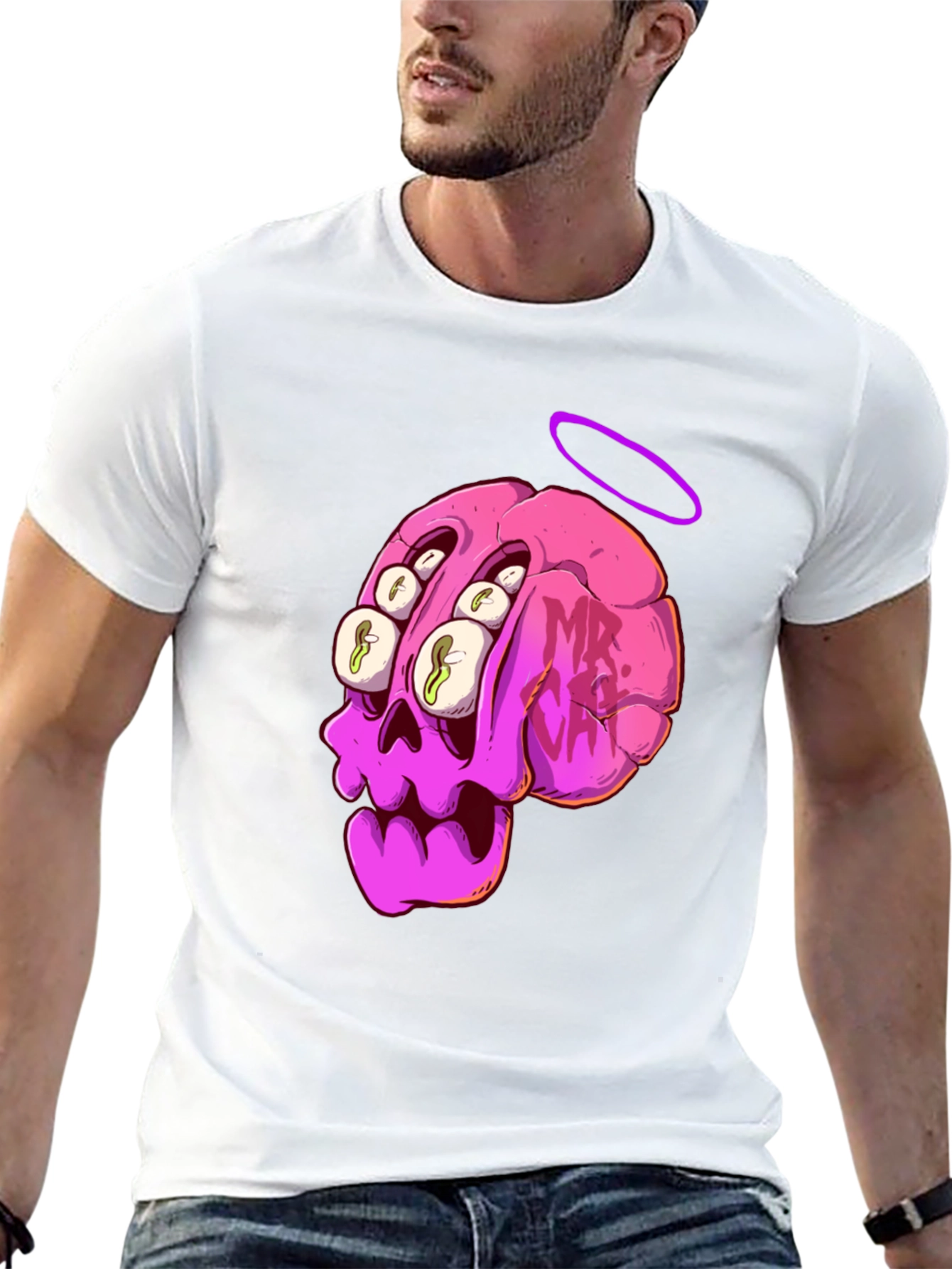 Skull Brain Graphic Tee - Unique Art T-Shirt
