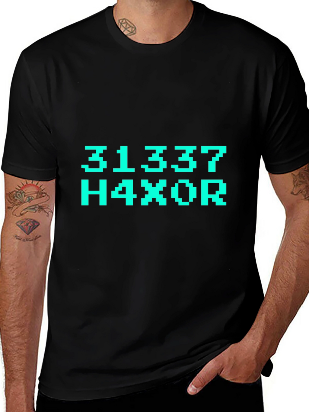 31337 H4X0R T-Shirt - Black Graphic Tee