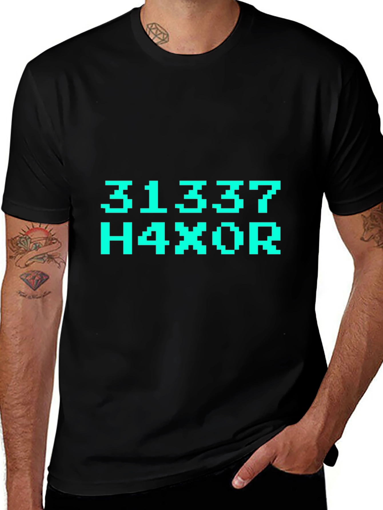31337 H4X0R T-Shirt - Black Graphic Tee